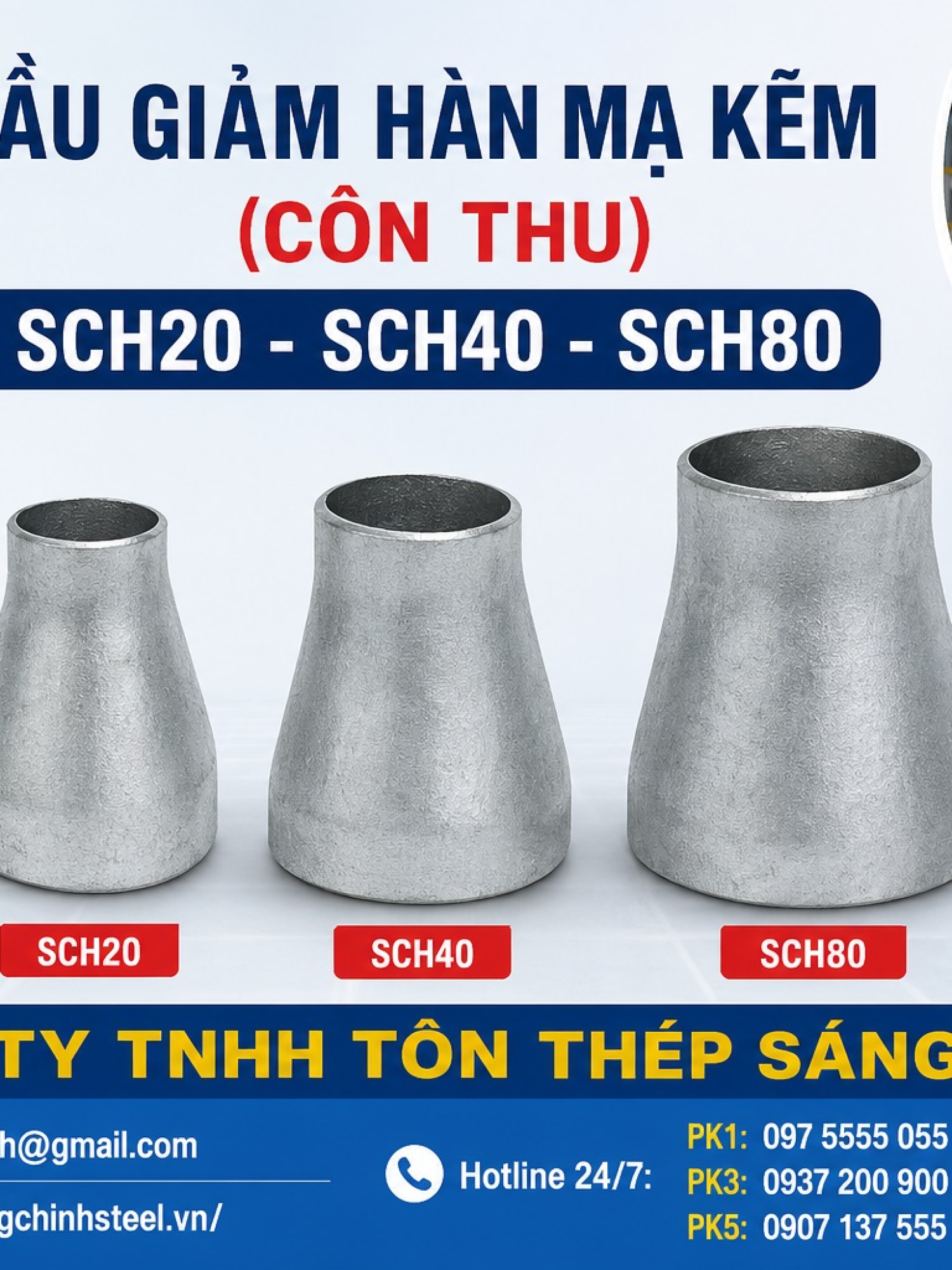 Bầu Giảm Hàn Mạ Kẽm (Côn Thu) SCH20 SCH40 SCH80