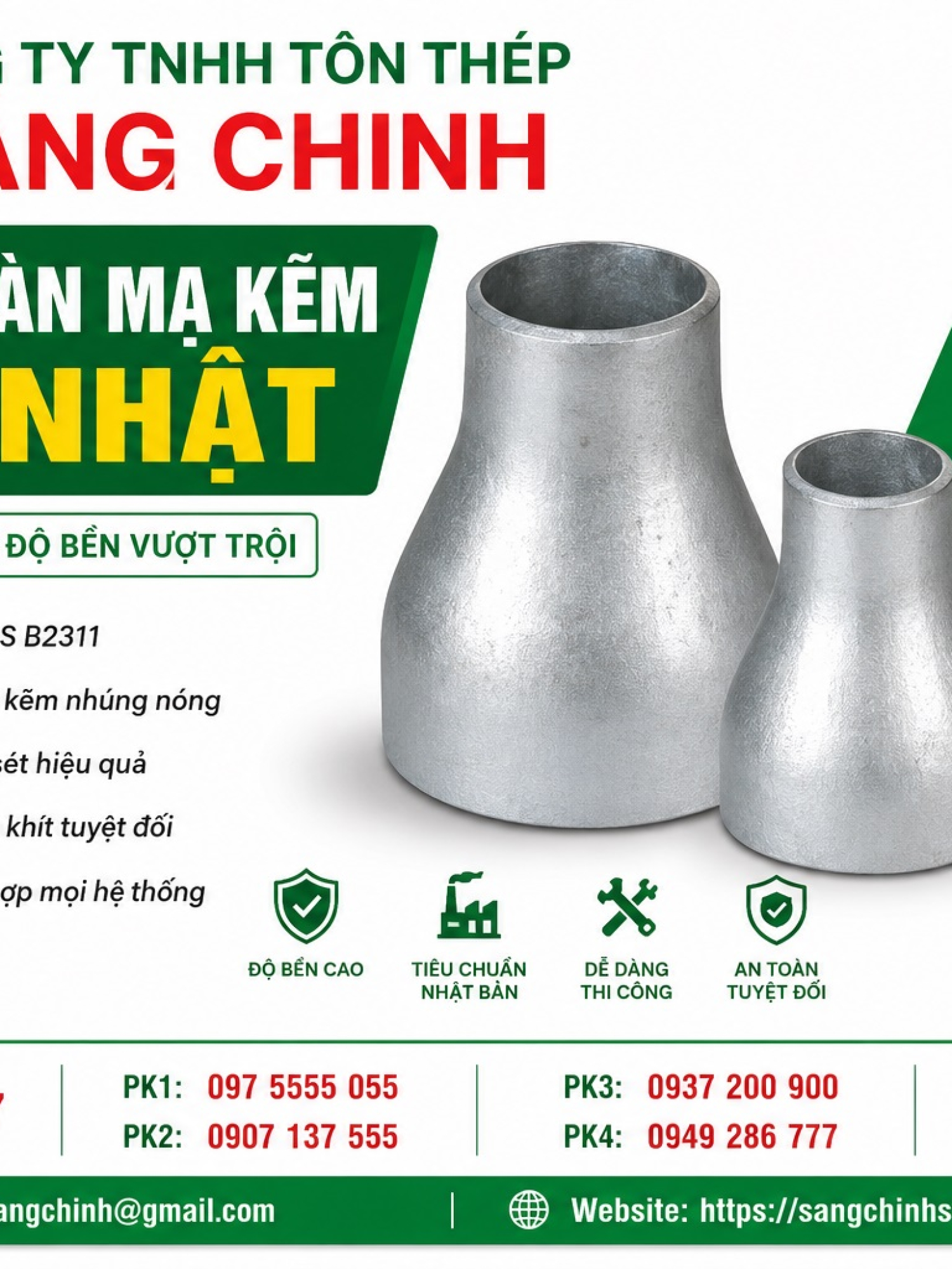 Bầu giảm hàn mạ kẽm FKK – Nhật