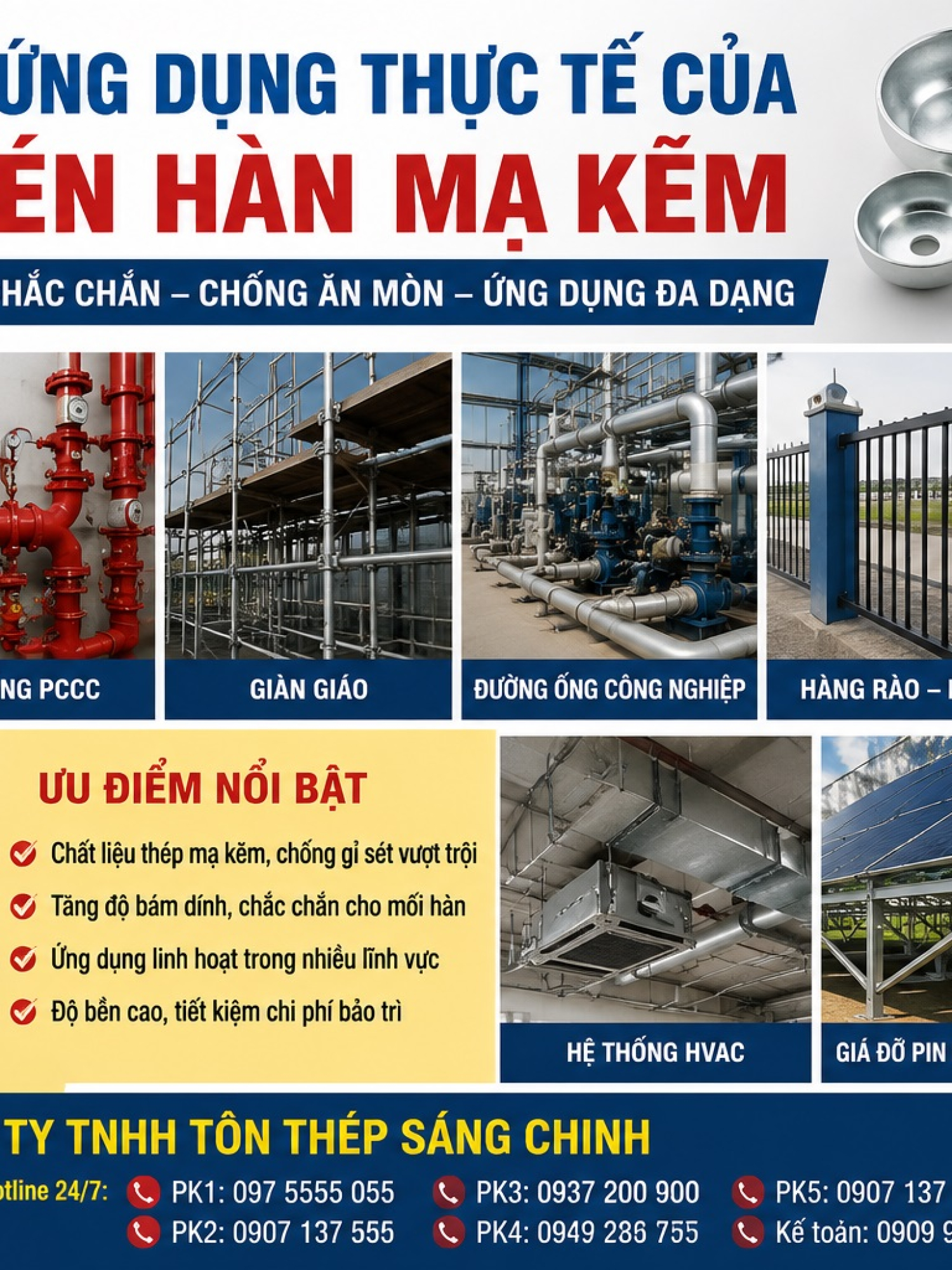 Chén Hàn Mạ Kẽm (xi kẽm, nhúng nóng) SCH20 SCH40 SCH80