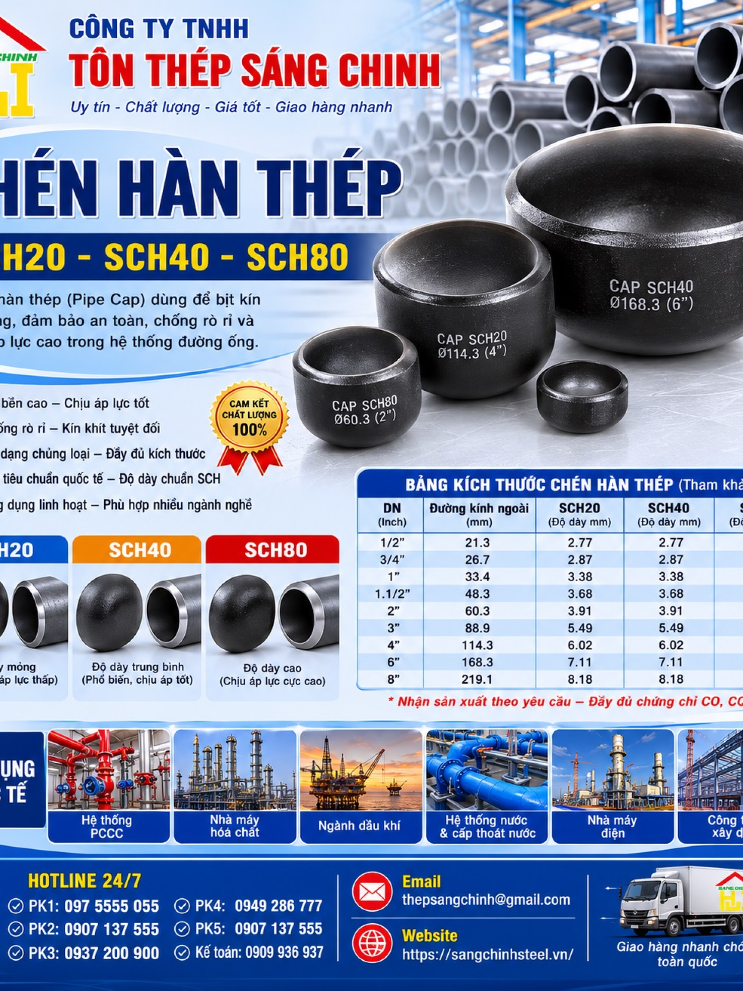 Chén Hàn Thép SCH20, SCH40, SCH80
