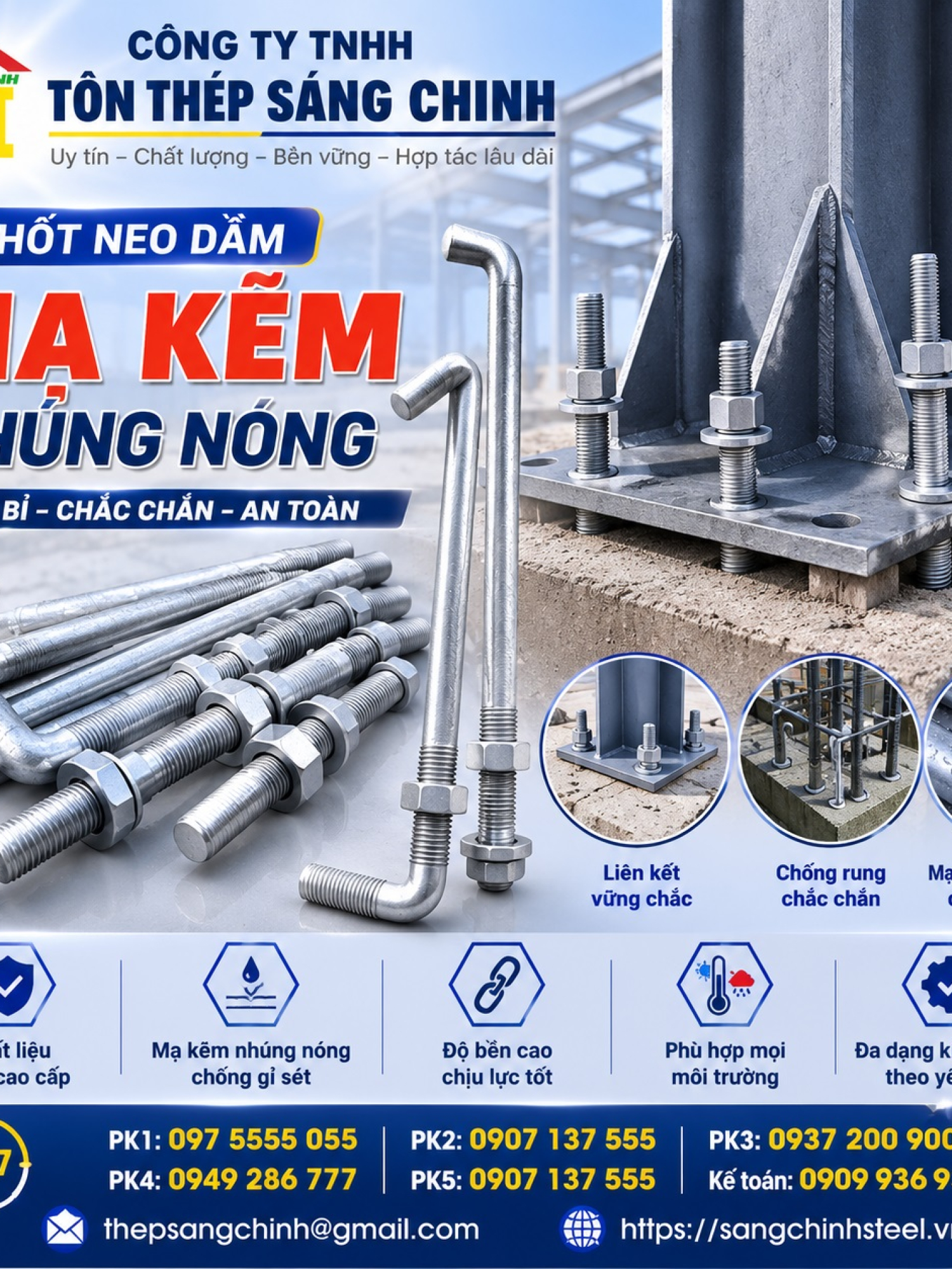 Chốt Neo Dầm – Mạ Kẽm Nhúng Nóng