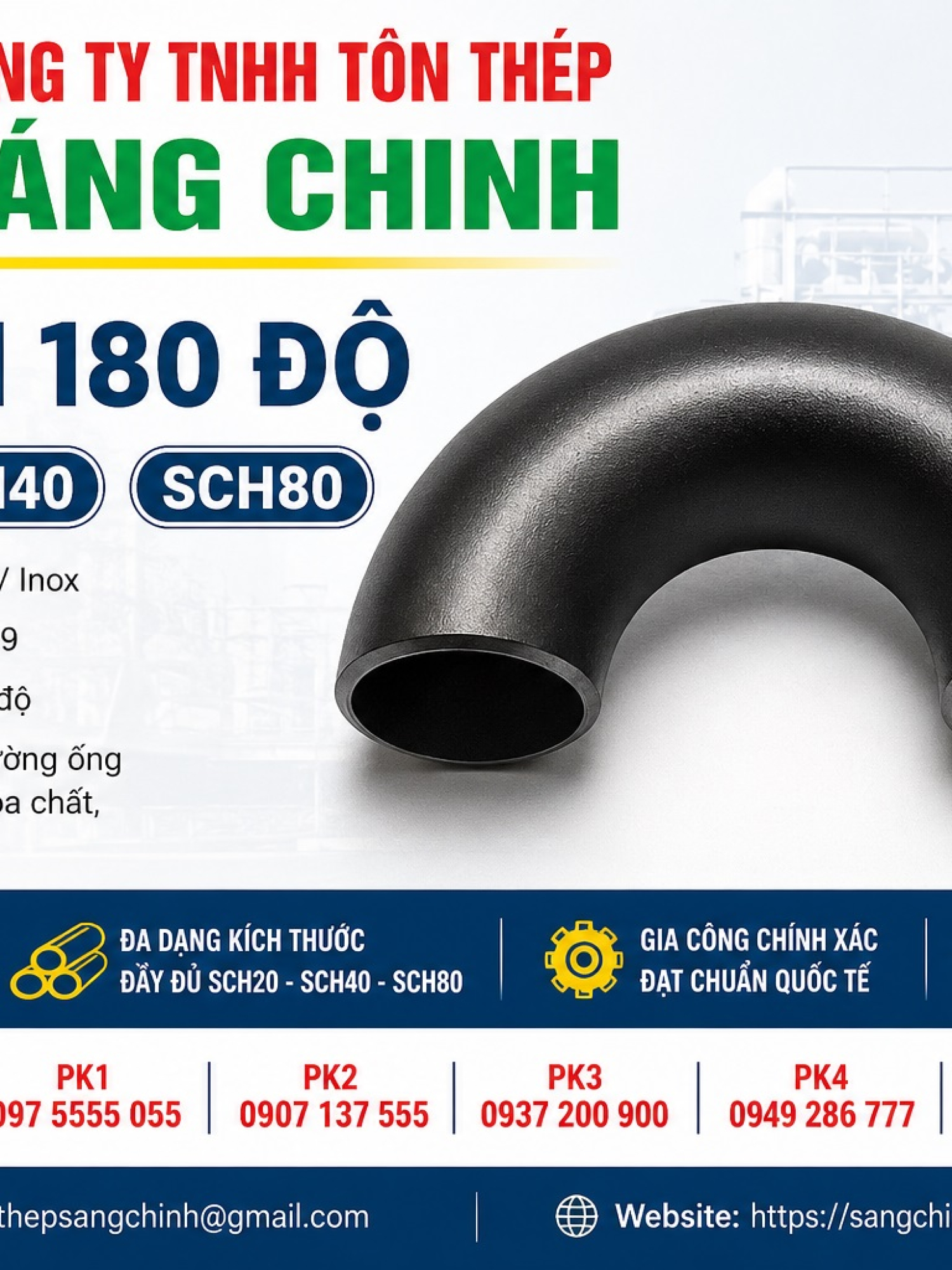 Co Hàn 180 Độ SCH20 SCH40 SCH80