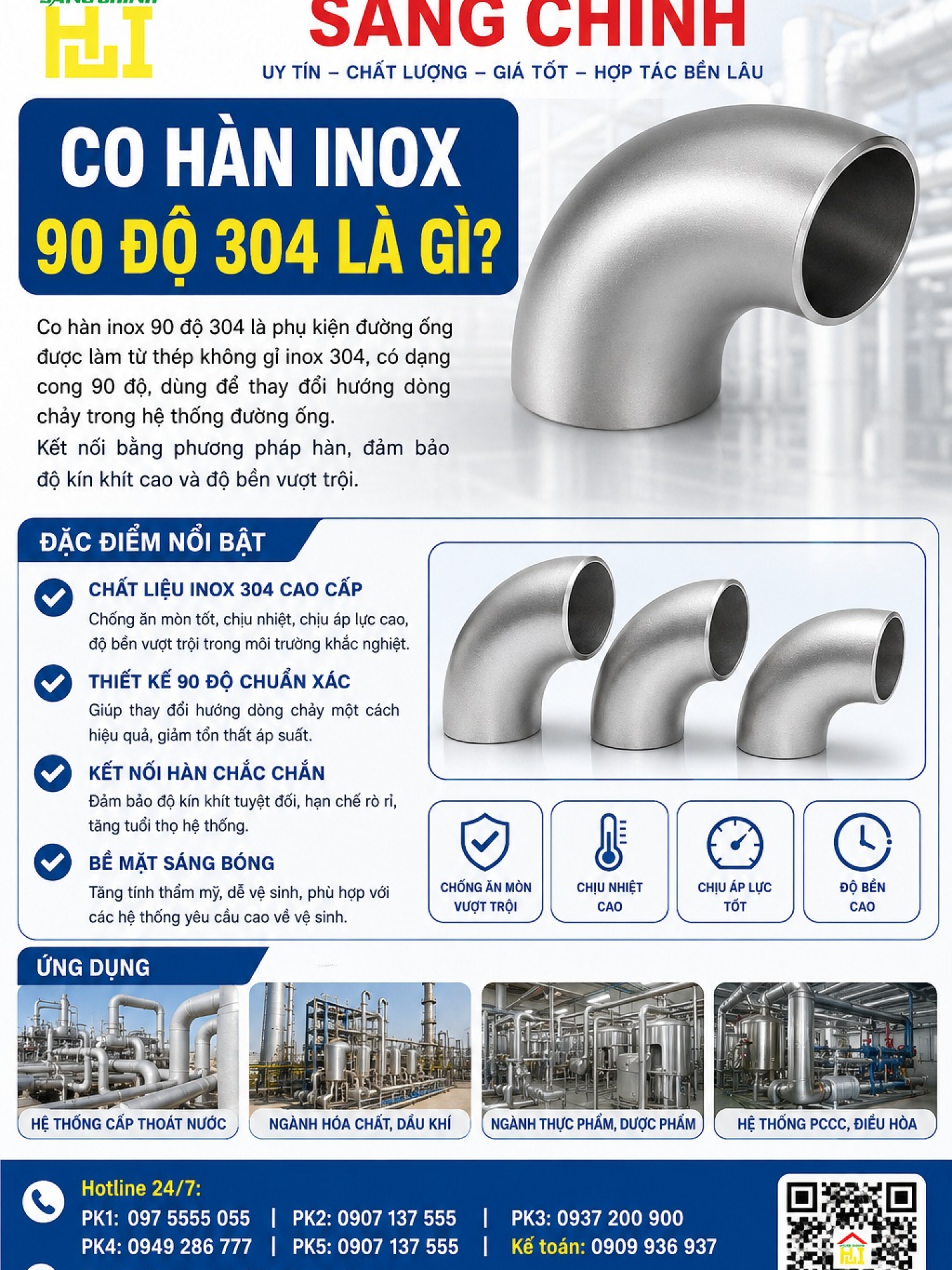 Co hàn inox 90 độ 304