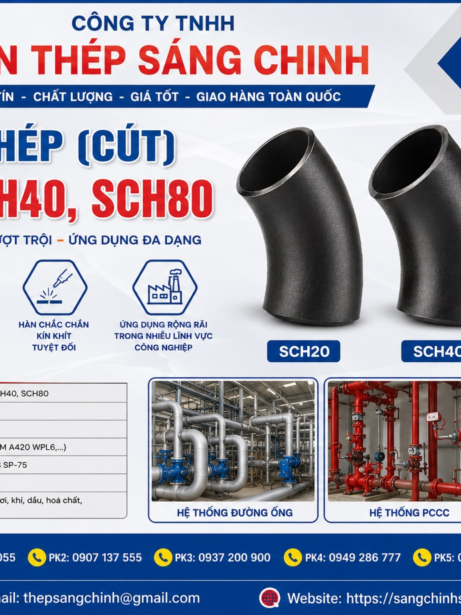 Co Hàn Thép (Cút) SCH20, SCH40, SCH80
