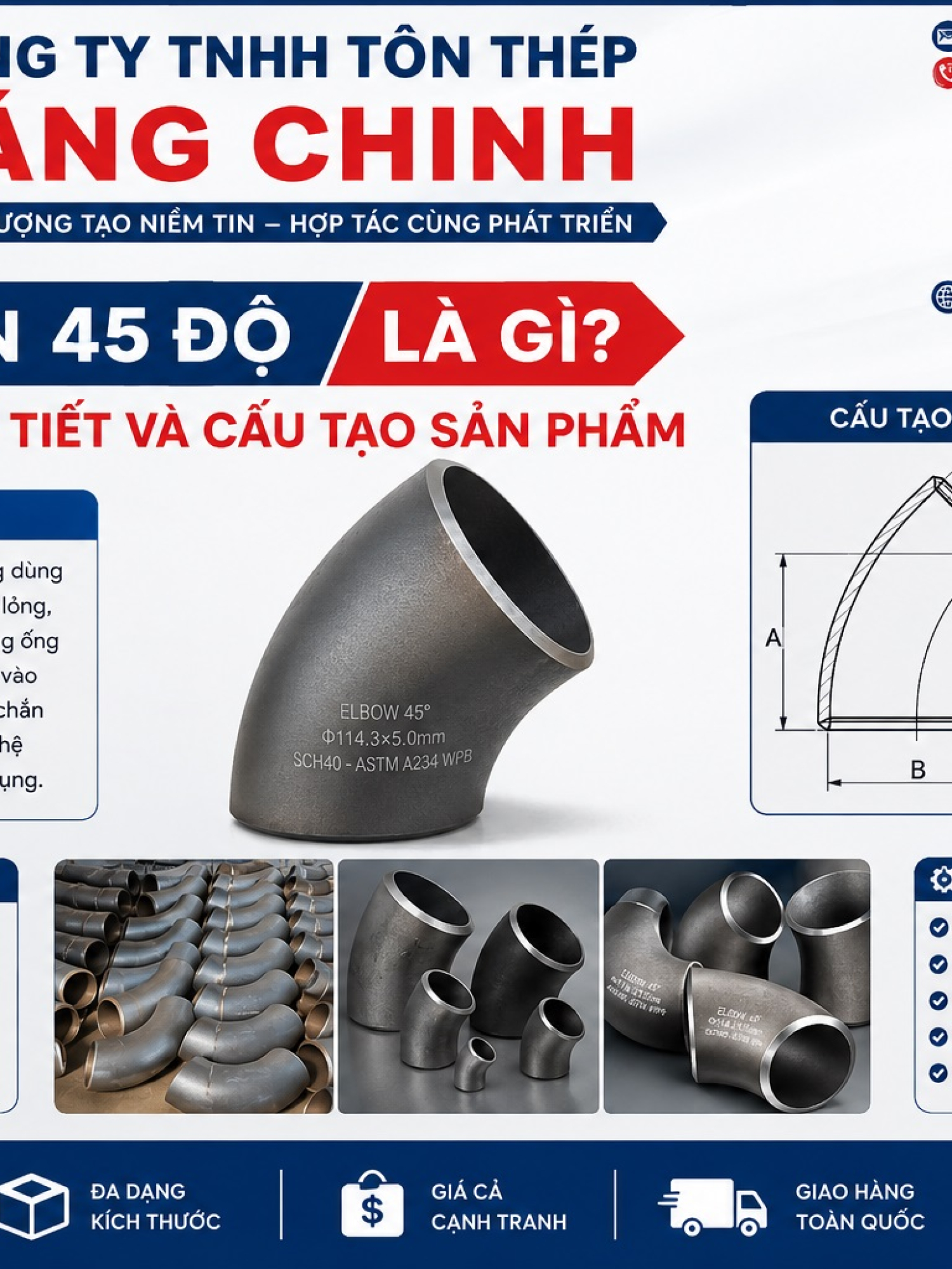 Co lơi hàn 45 độ (chếch) SCH20 SCH40 SCH80