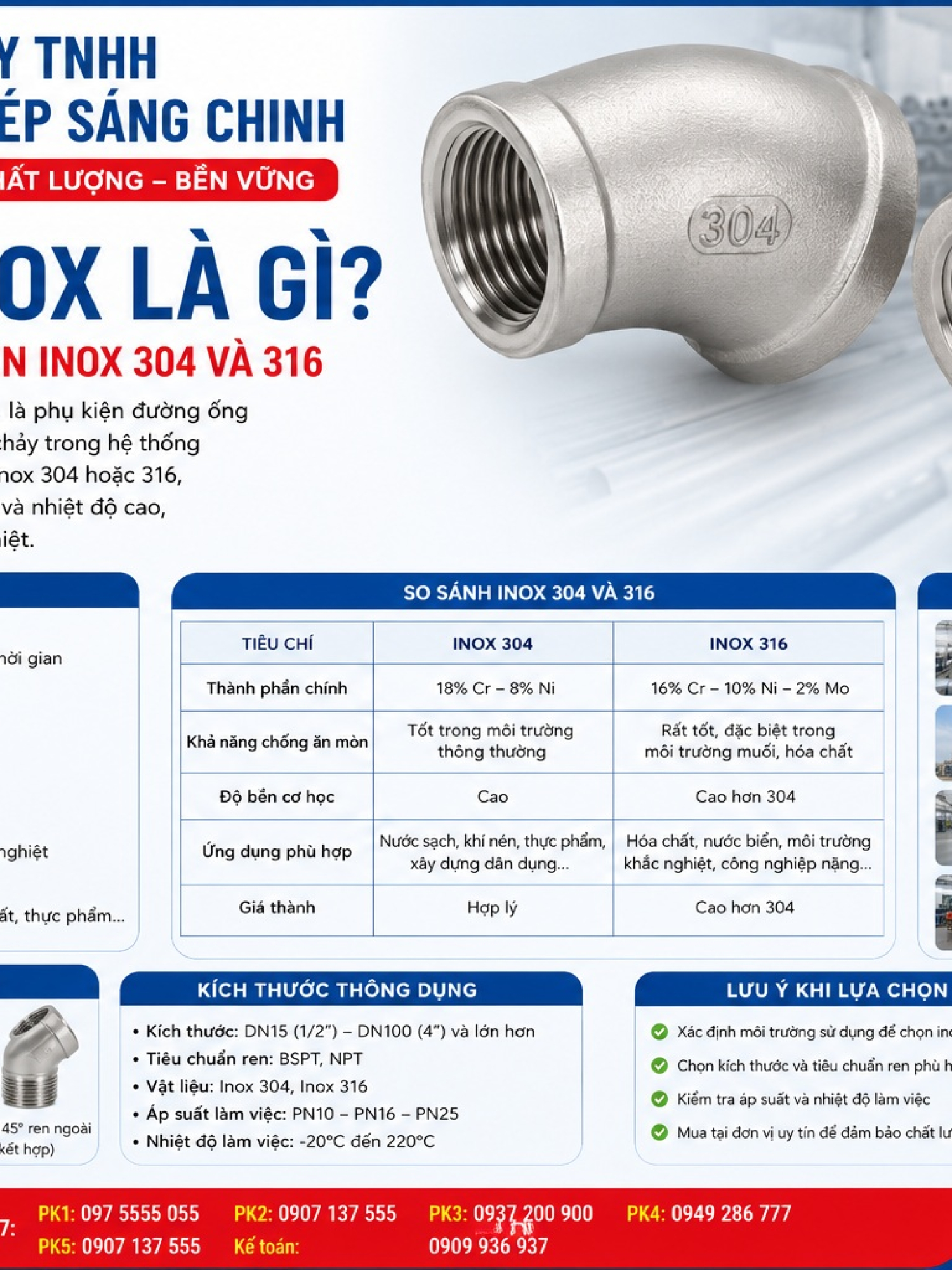 Co ren inox 304, 316 (cút ren inox)
