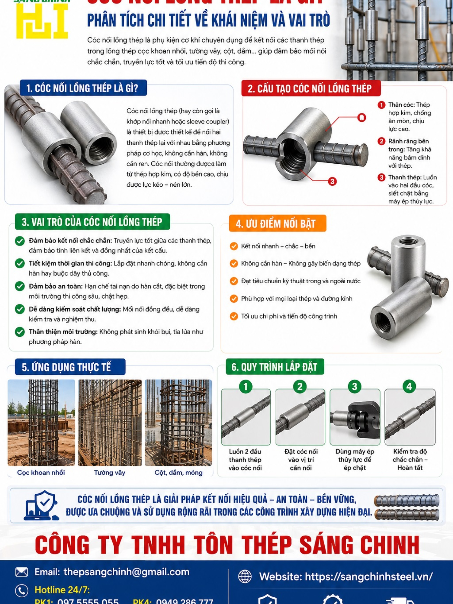 Cóc nối lồng thép cọc khoan nhồi và tường vây