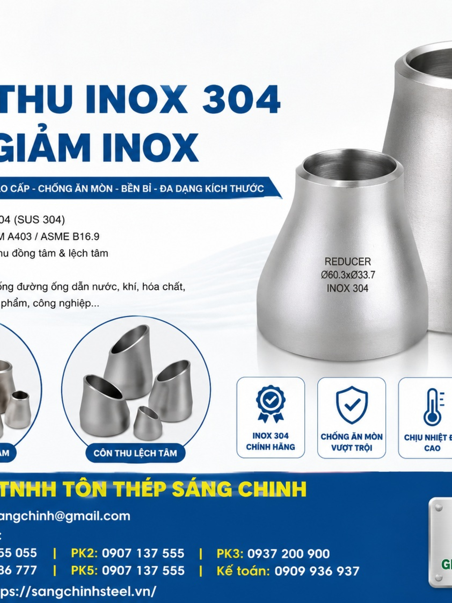 Côn thu inox 304 – Bầu giảm inox