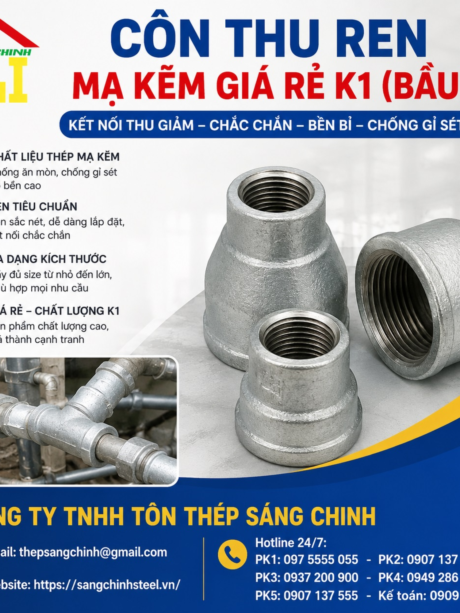 Côn thu ren mạ kẽm giá rẻ K1 (bầu)