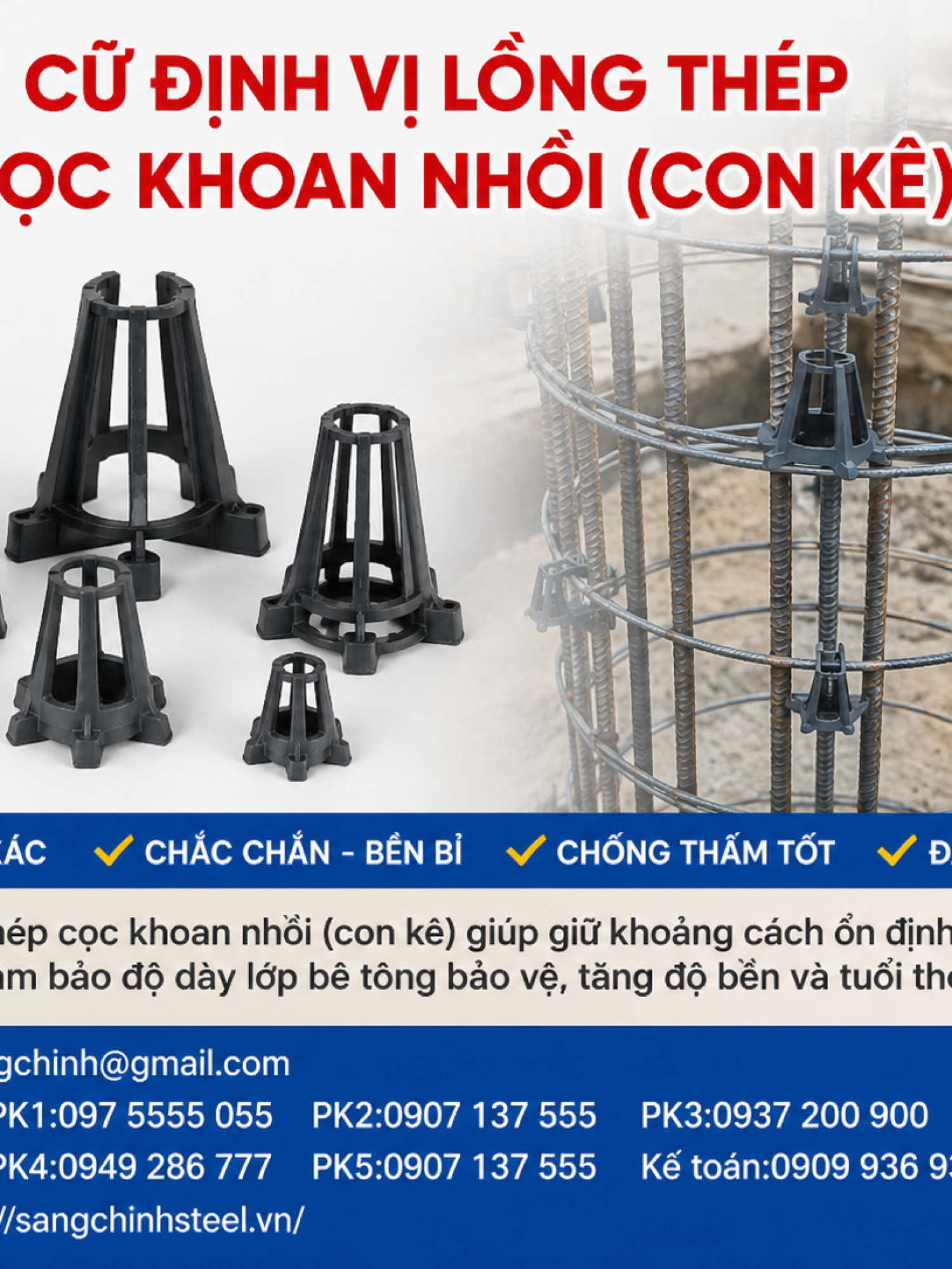 Cữ Định Vị Lồng Thép Cọc Khoan Nhồi (Con Kê)