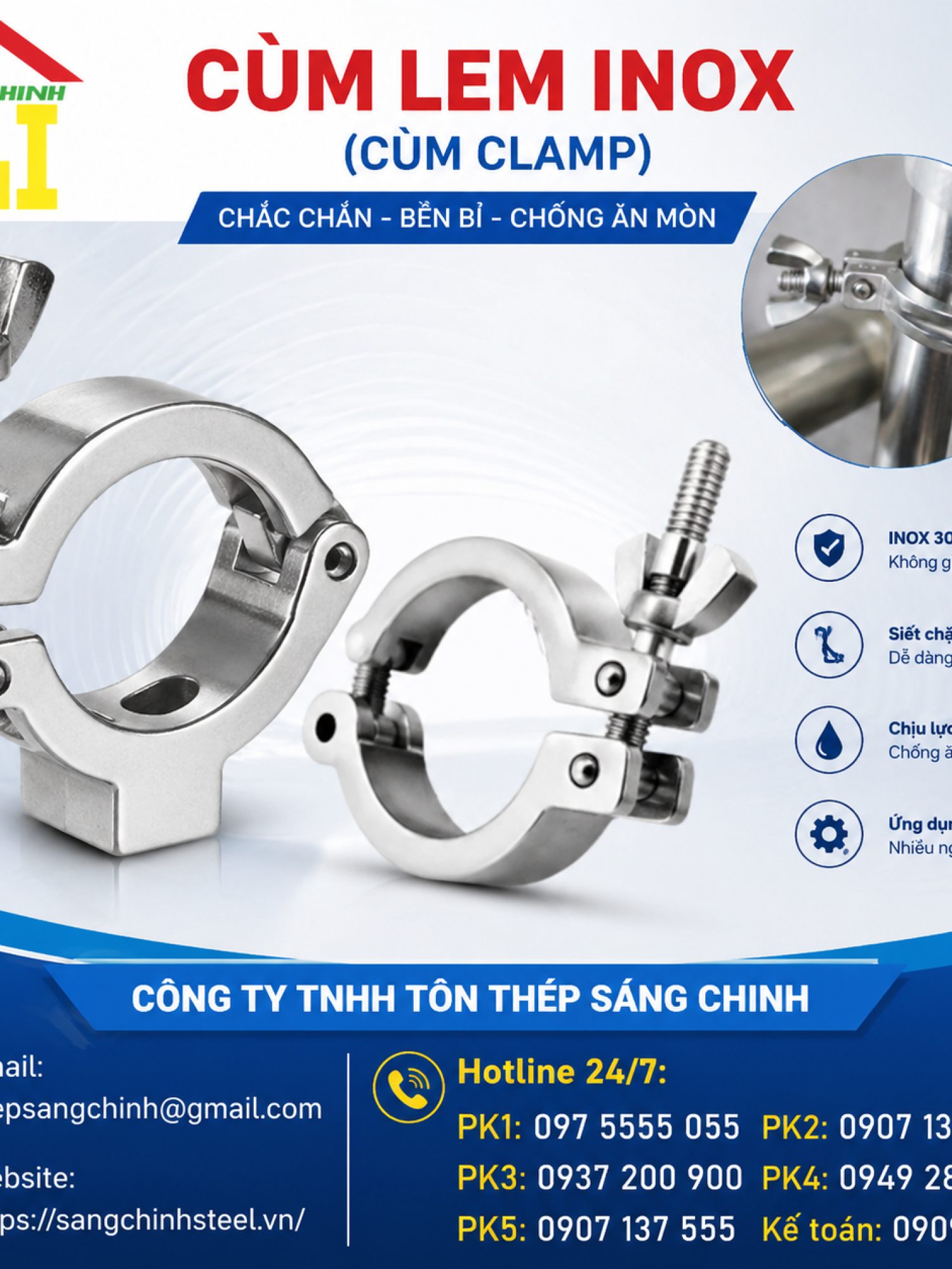 Cùm Lem INOX (Cùm Clamp)