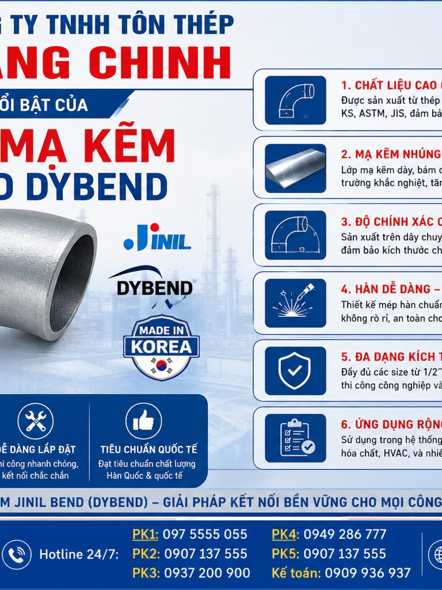 Co hàn mạ kẽm Jinil bend (Dybend) – Hàn Quốc