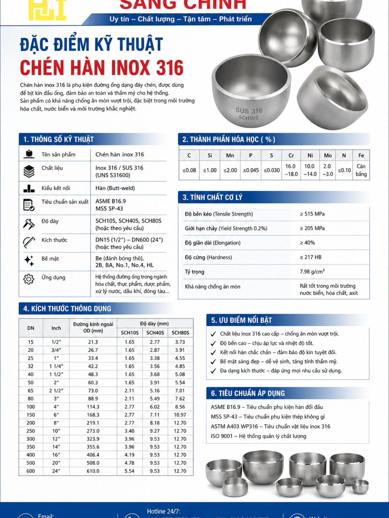 Chén hàn inox 304, 316