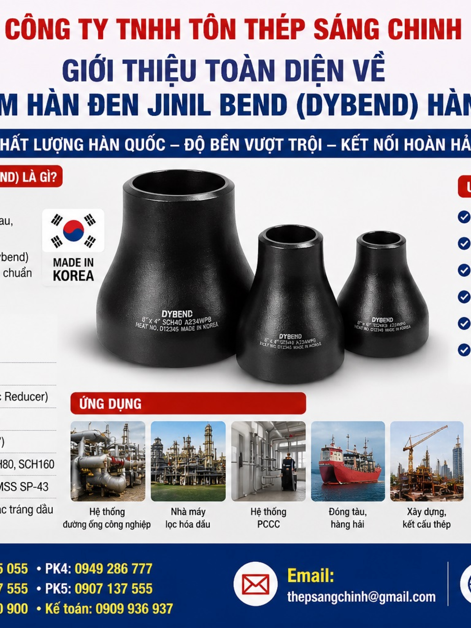 Bầu giảm hàn đen Jinil bend (Dybend) – Hàn Quốc