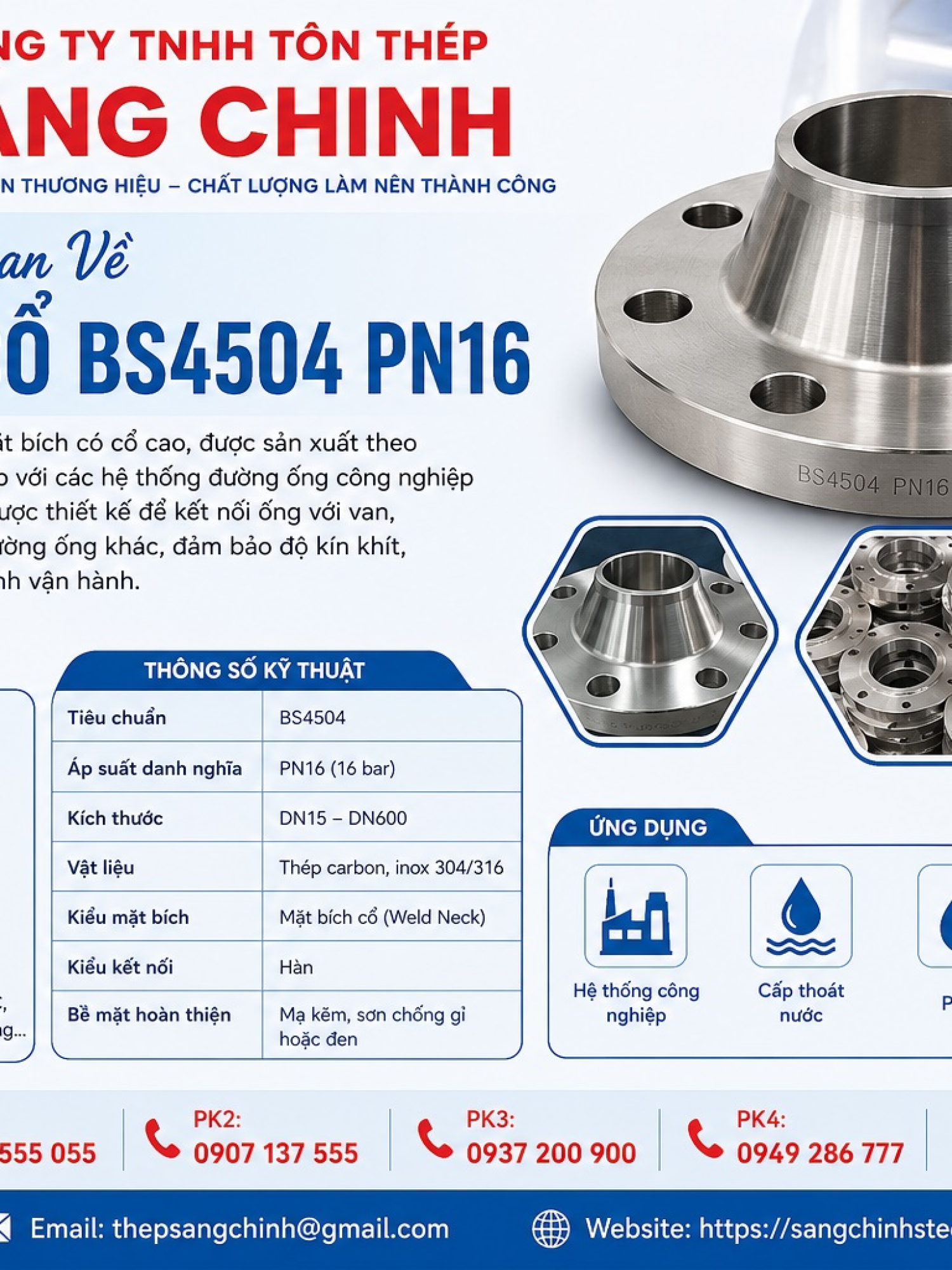 Mặt bích cổ BS4504 PN16