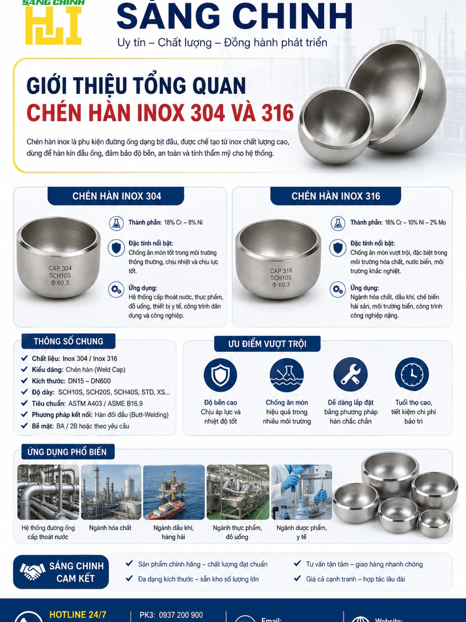 Chén hàn inox 304, 316