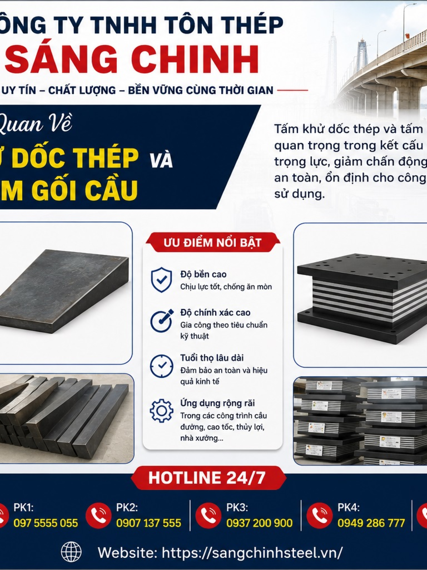 Tấm Khử Dốc Thép (Tấm Đệm Gối Cầu)