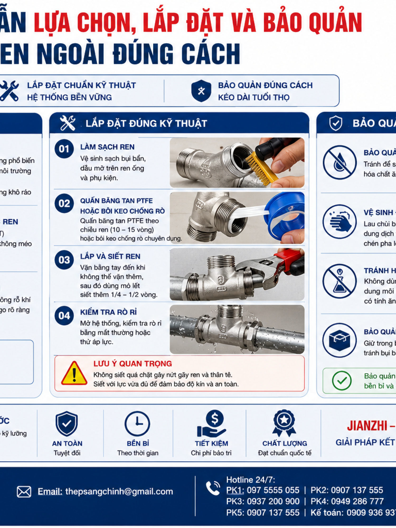 Tê INOX Ren Ngoài 304/316/201 (3 đầu ren ngoài)