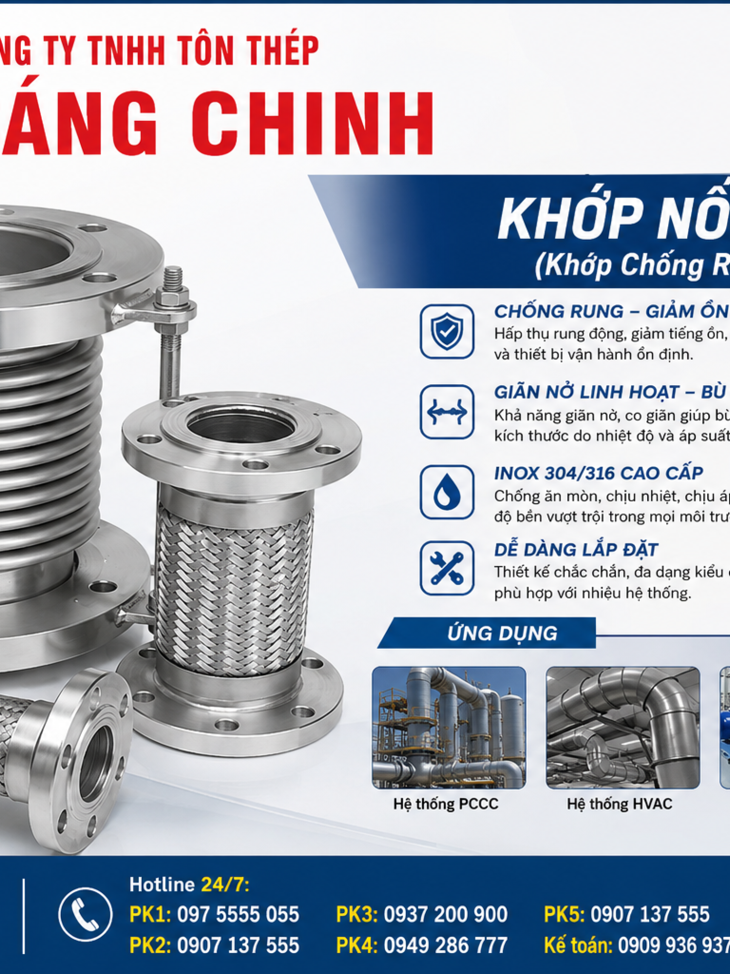 Khớp Nối Mềm INOX (Khớp Chống Rung, Khớp Giãn Nở)