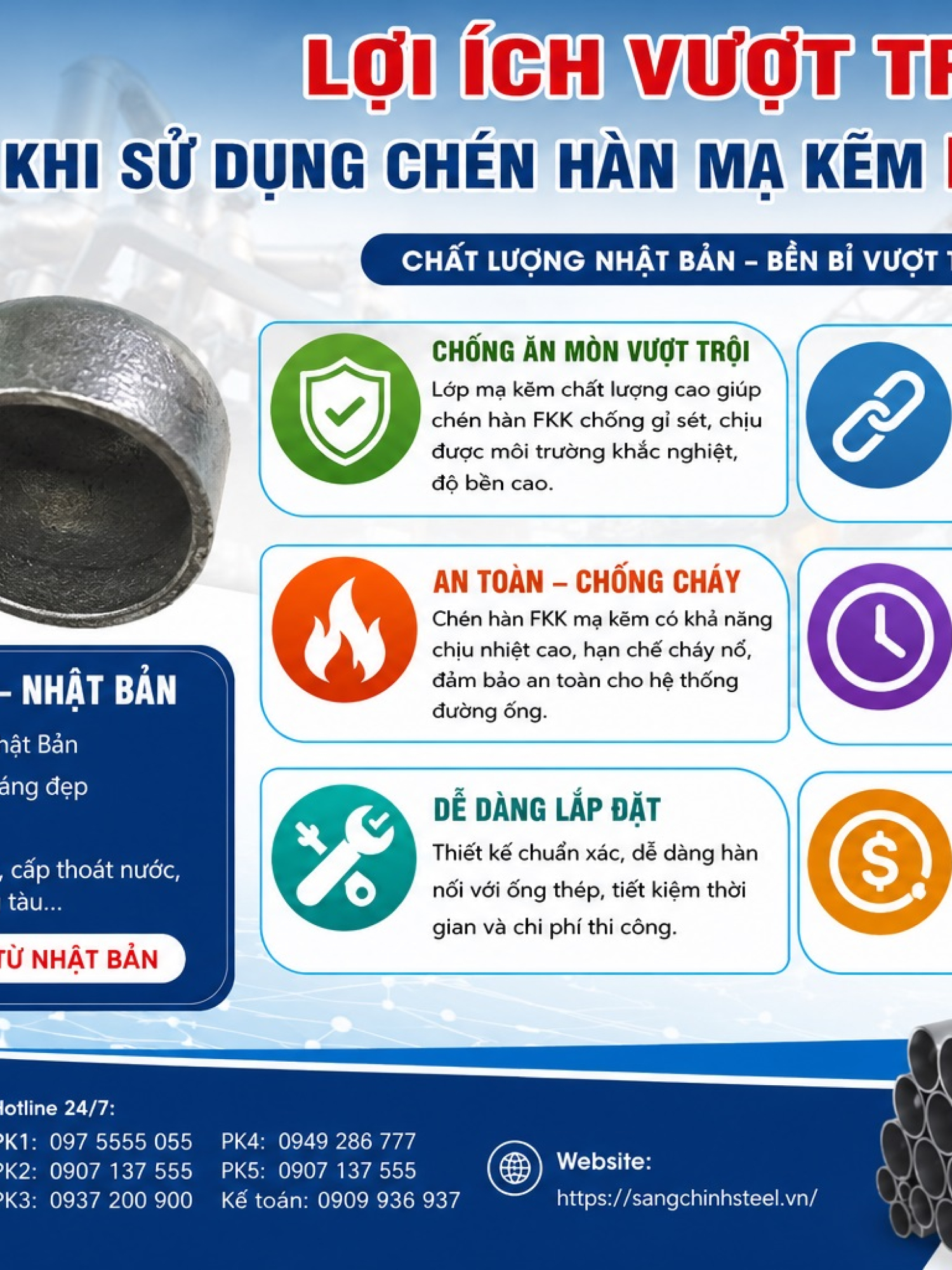 Chén hàn mạ kẽm FKK – Nhật Bản