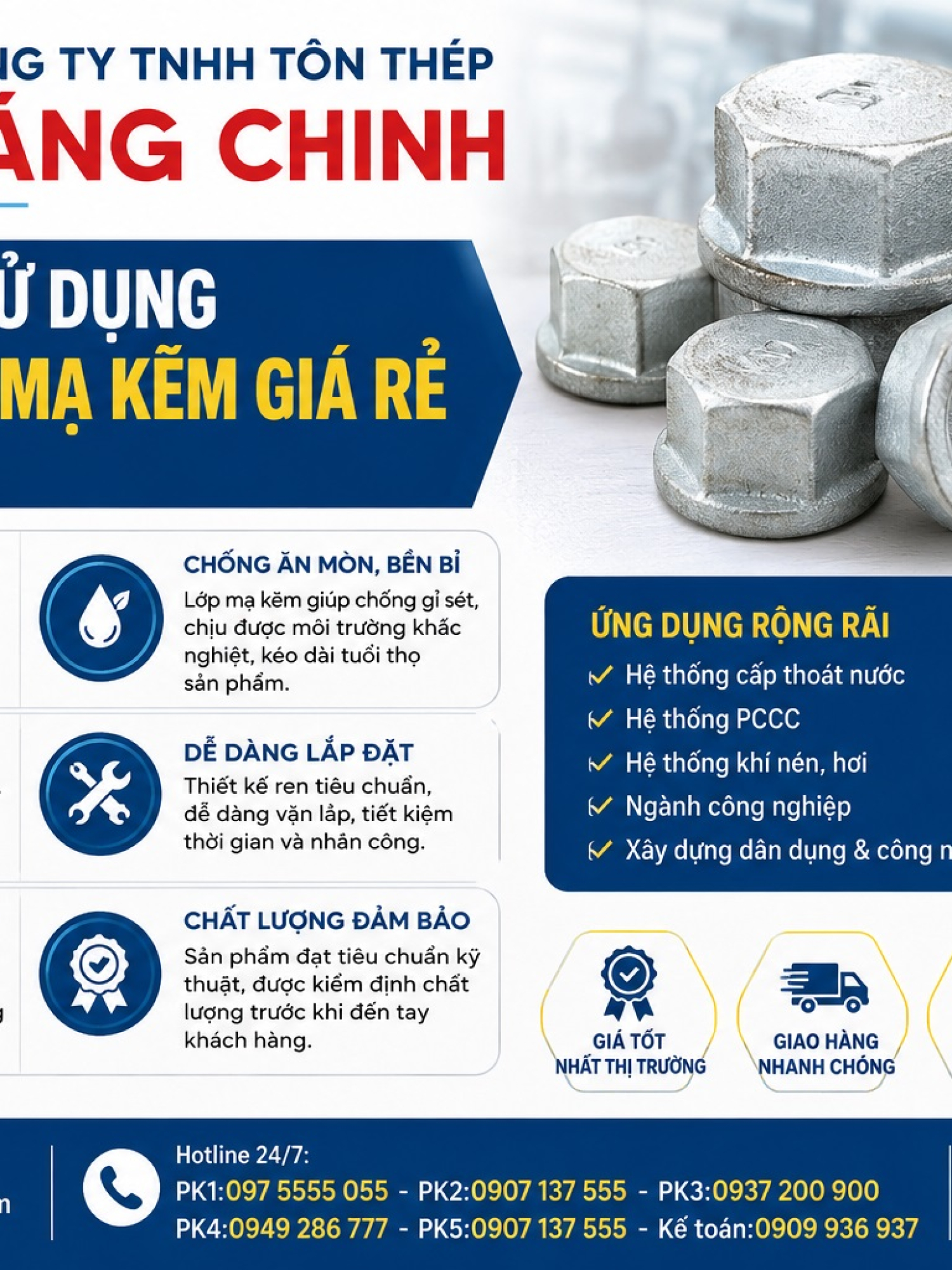 Nắp bịt ren mạ kẽm giá rẻ K1
