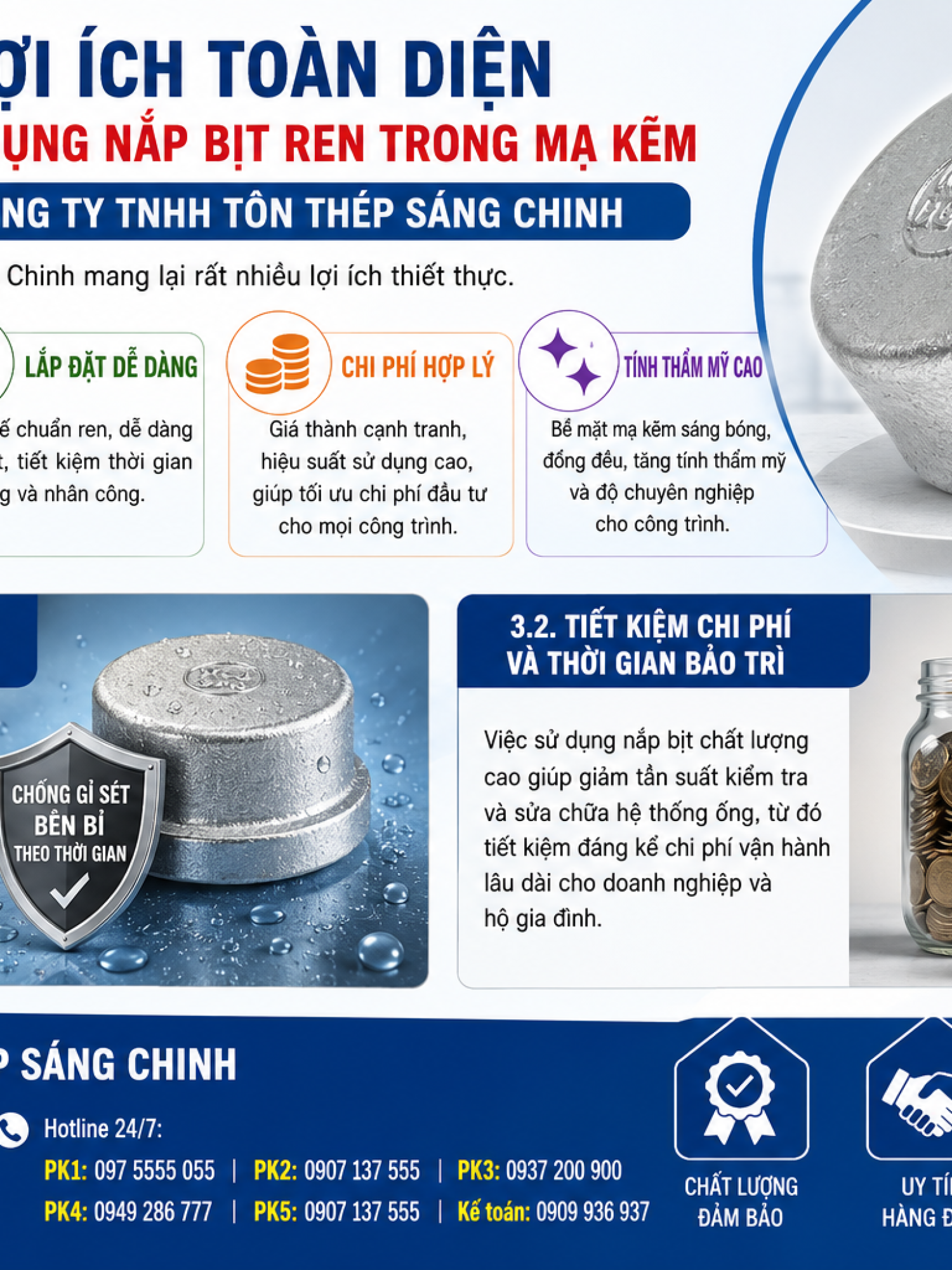 Nắp Bịt Ren Trong Mạ Kẽm