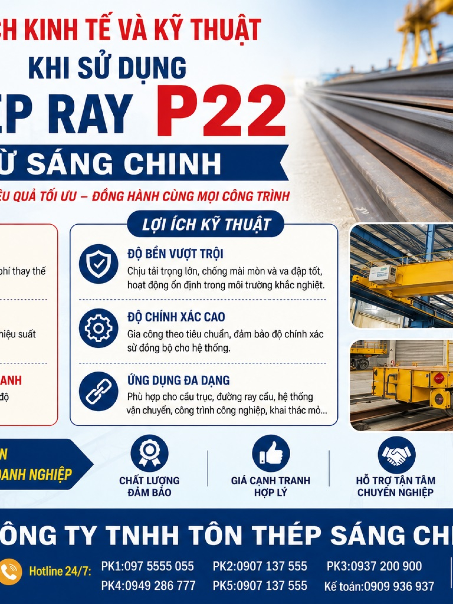 Thép Ray P22 (22.3kg/m)