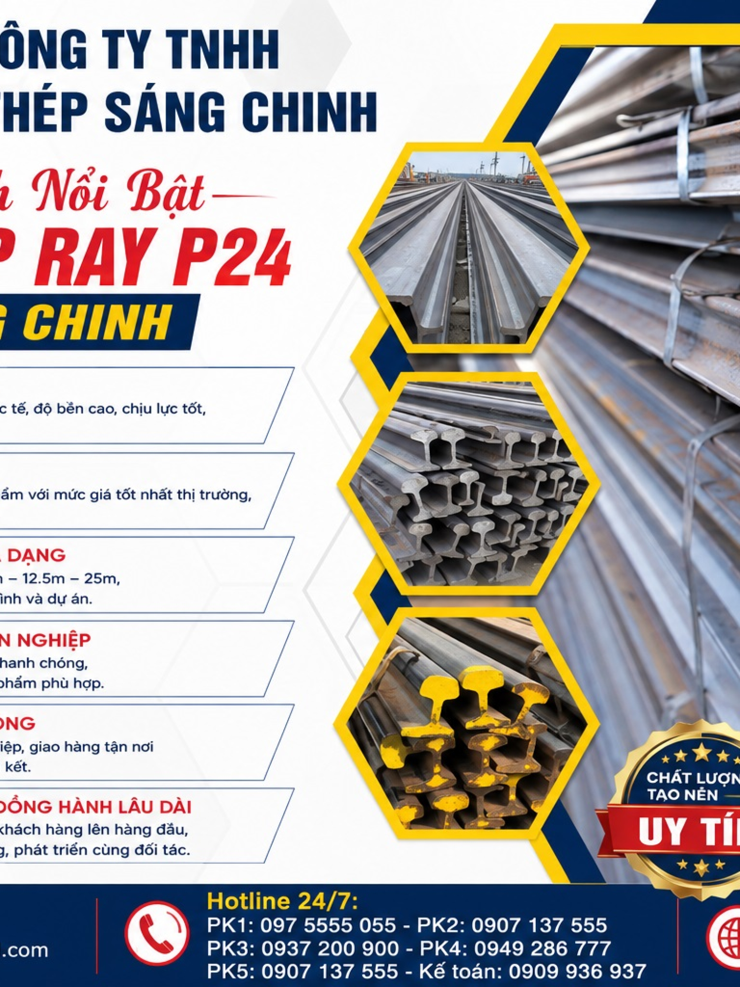 Thép Ray P24 (24kg/m)