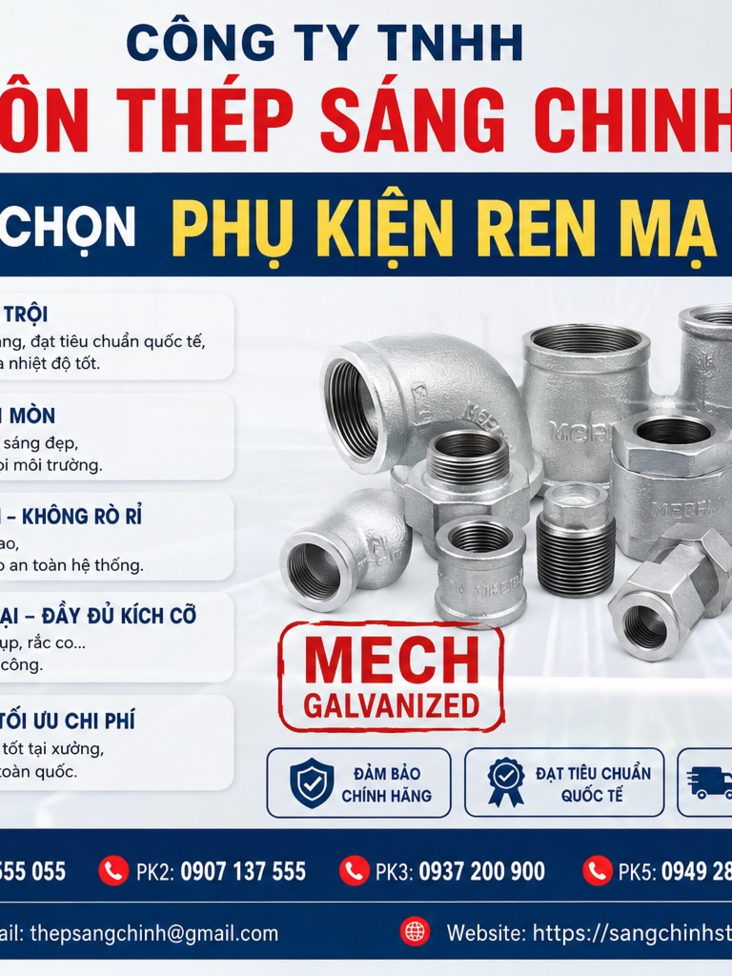 Phụ Kiện Ren Mạ Kẽm Mech (Catalog + Bảng giá)
