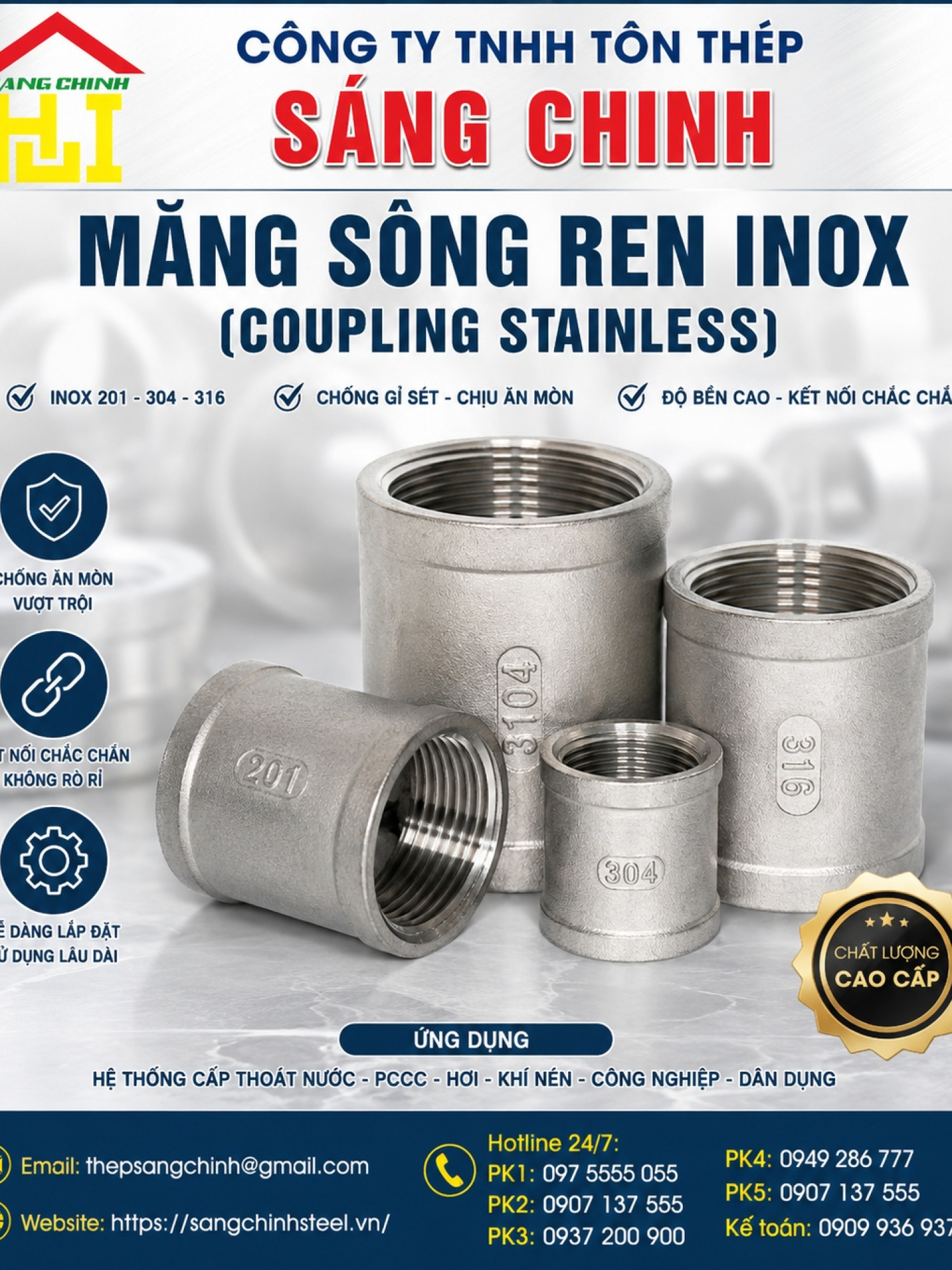 Măng sông ren inox (coupling stainless)