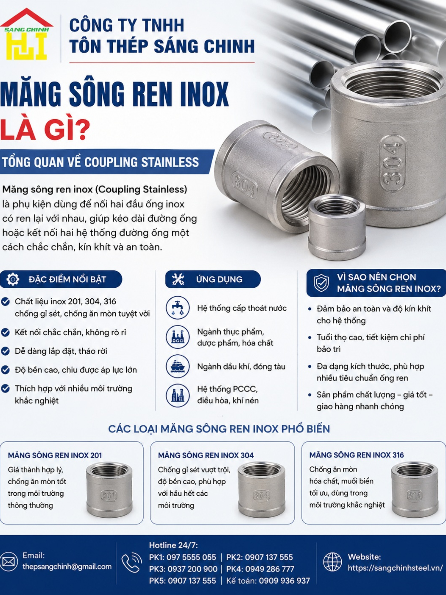 Măng sông ren inox (coupling stainless)