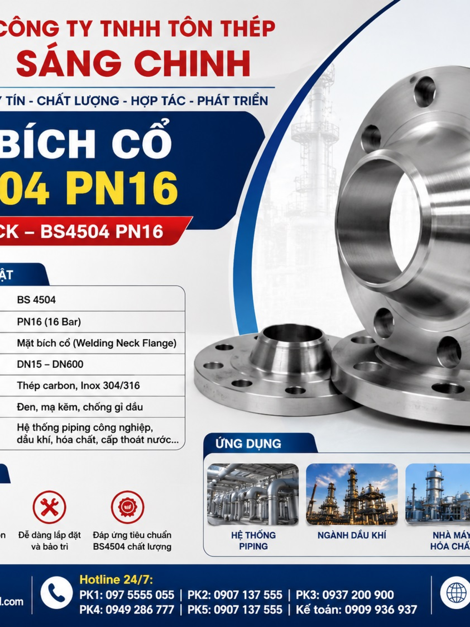 Mặt bích cổ BS4504 PN16