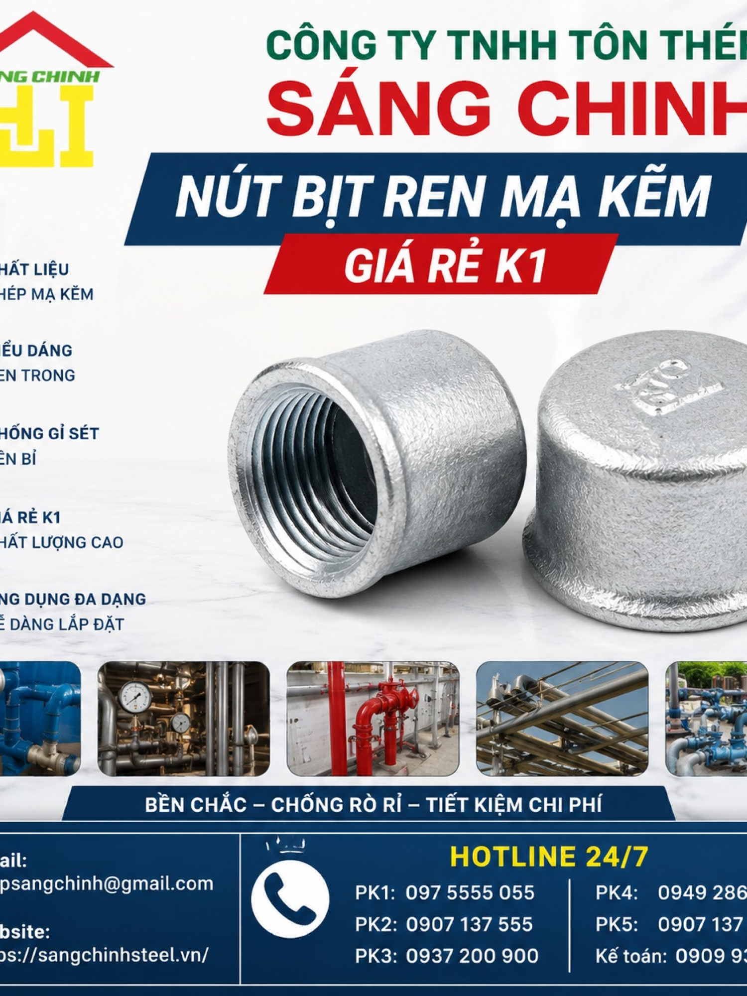 Nút Bịt Ren Mạ Kẽm Giá Rẻ K1