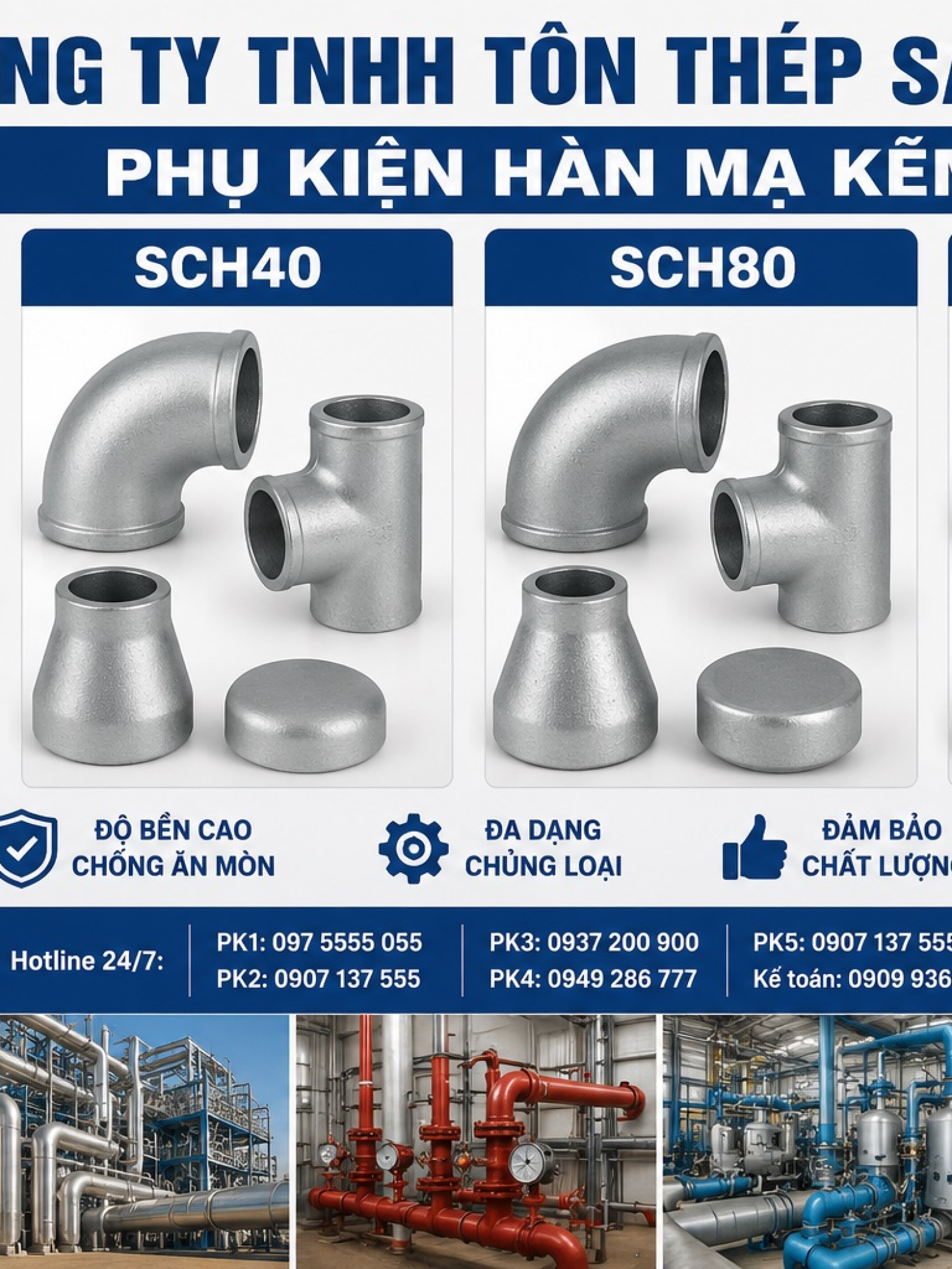 Phụ kiện hàn mạ kẽm SCH20 SCH40 SCH80 SCH160