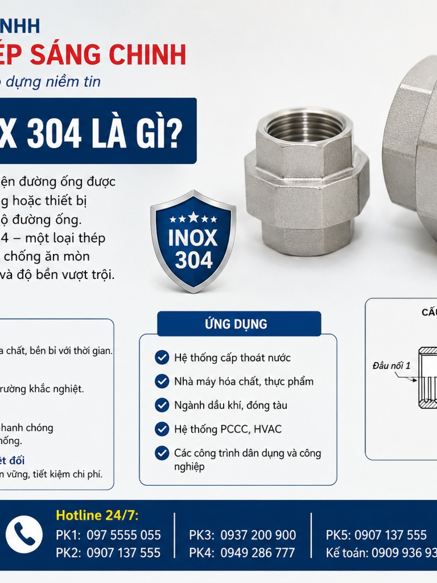 Rắc co inox 304