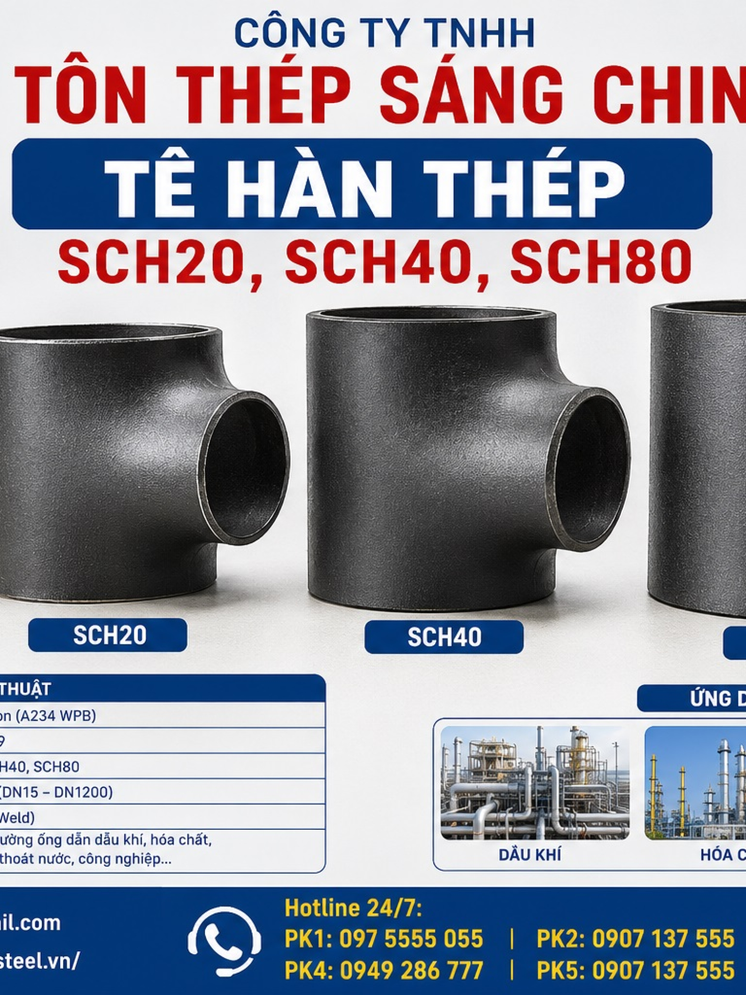 Tê Hàn Thép SCH20, SCH40, SCH80