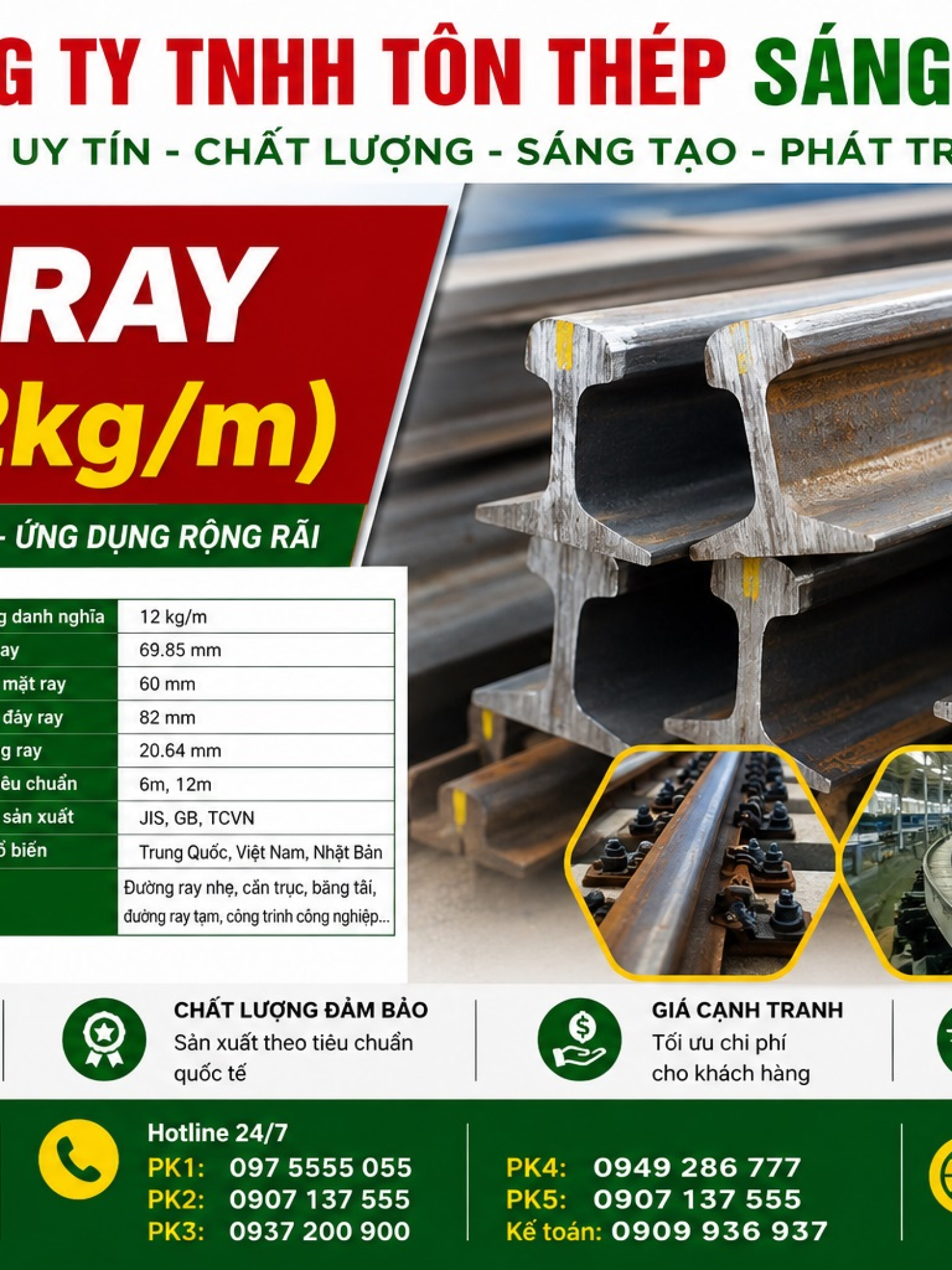 Thép Ray P12 (12kg/m)