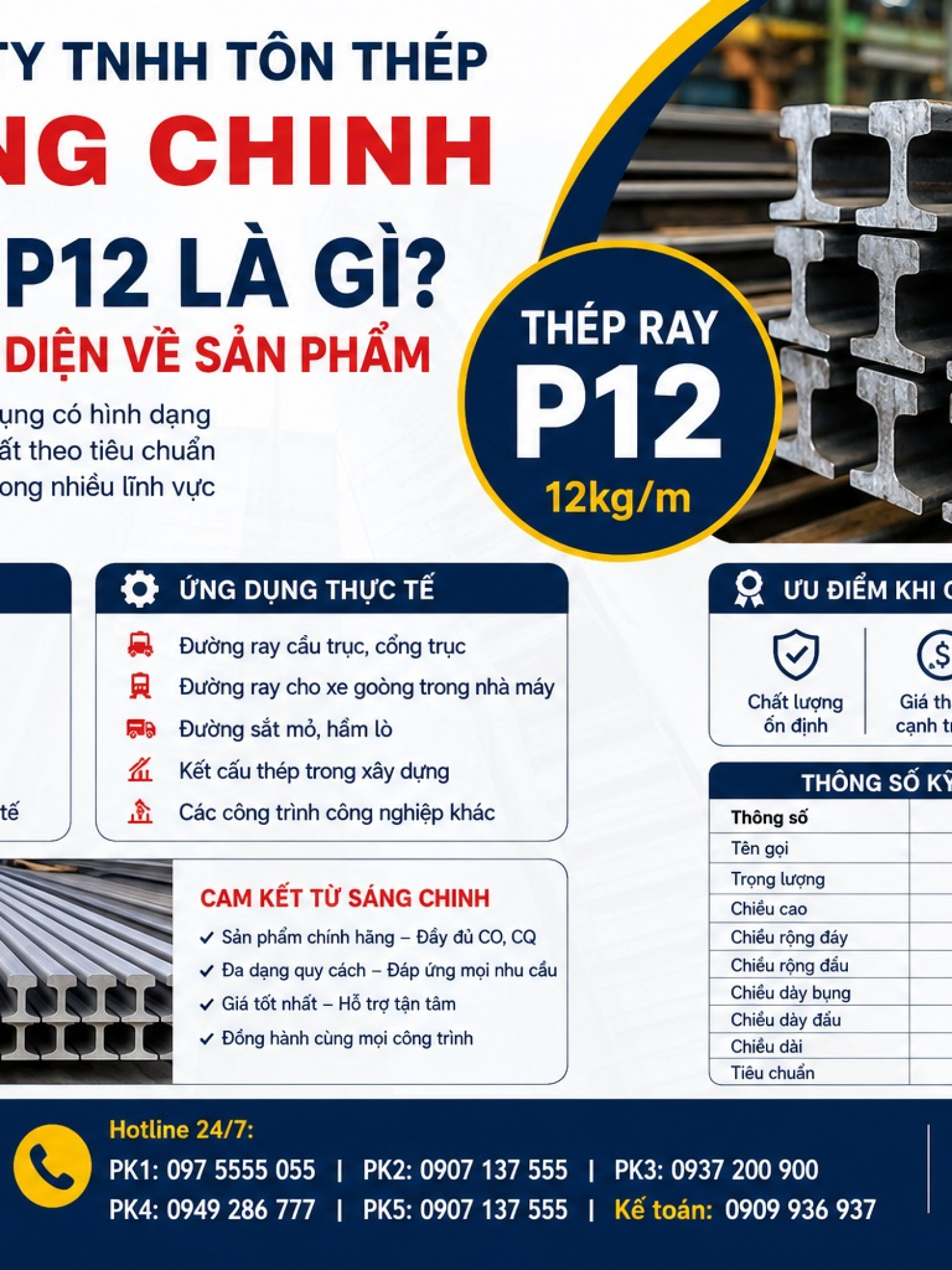 Thép Ray P12 (12kg/m)