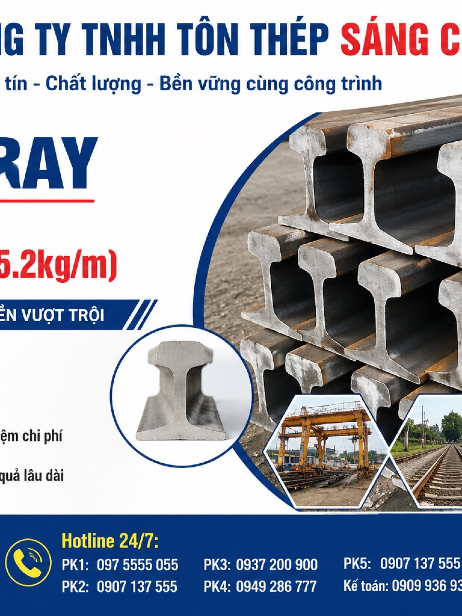 Thép Ray P15 (15.2kg/m)