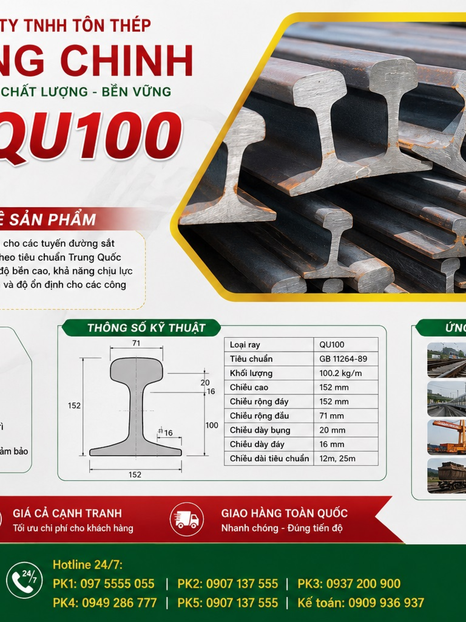 Thép ray QU100