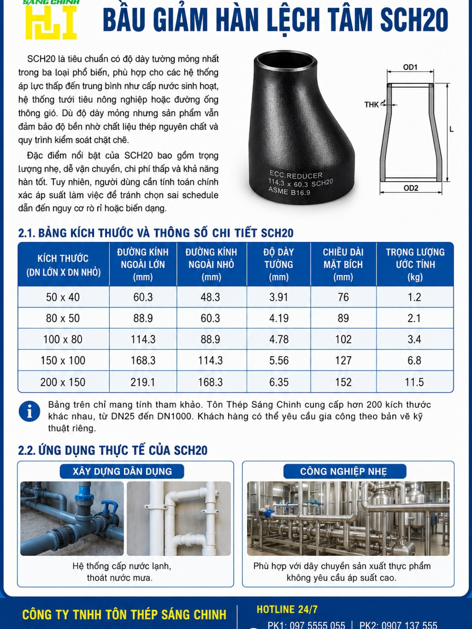 Bầu Giảm Hàn Lệch Tâm SCH20 SCH40 SCH80 (côn thu)
