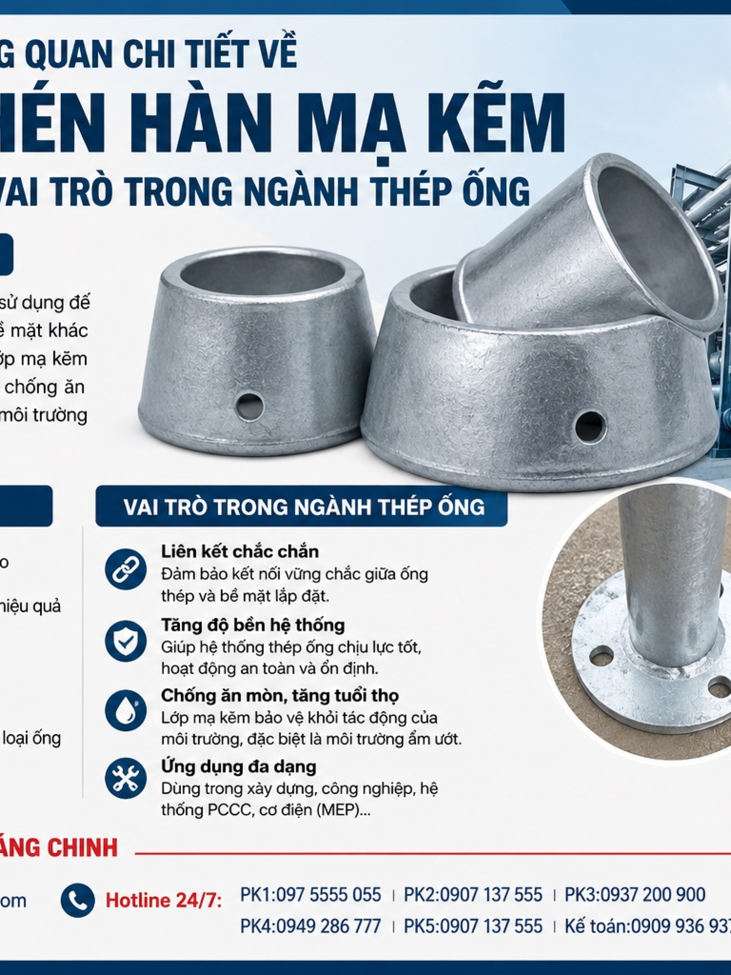 Chén Hàn Mạ Kẽm (xi kẽm, nhúng nóng) SCH20 SCH40 SCH80