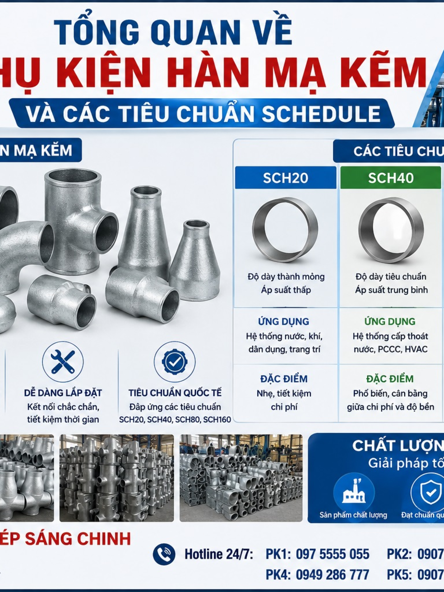 Phụ kiện hàn mạ kẽm SCH20 SCH40 SCH80 SCH160