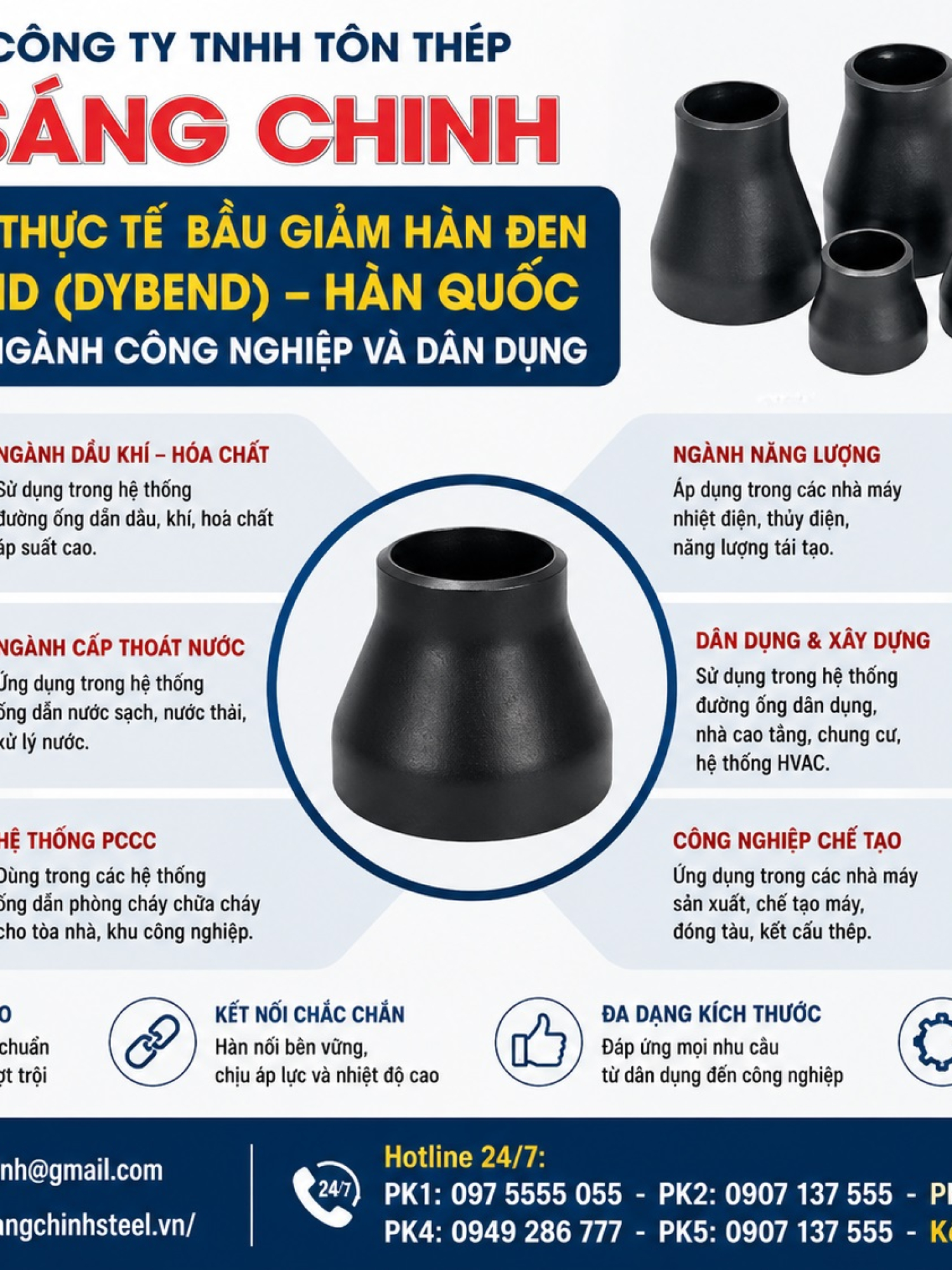 Bầu giảm hàn đen Jinil bend (Dybend) – Hàn Quốc