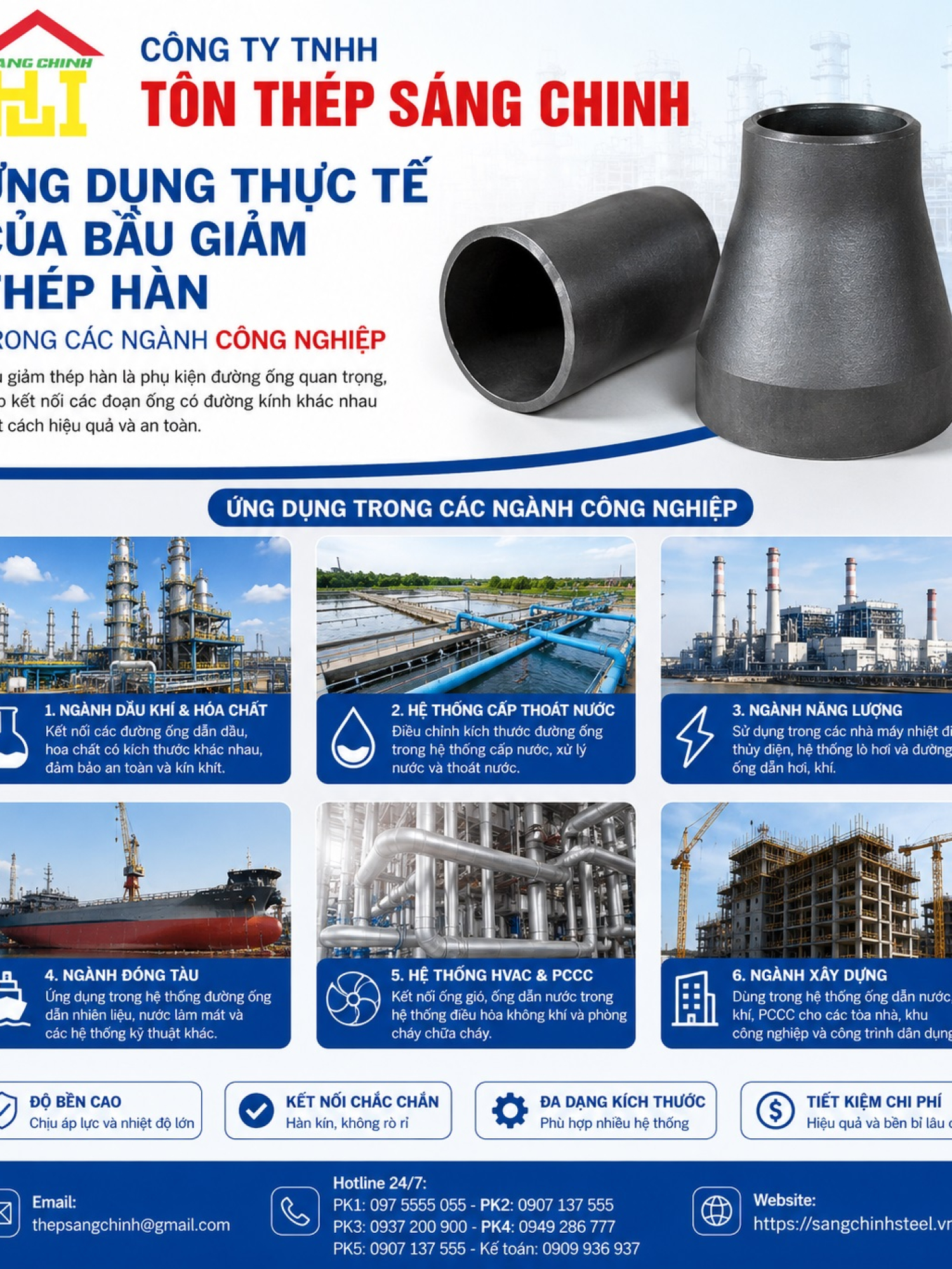 Bầu giảm thép hàn (Côn thu) SCH20, SCH40, SCH80