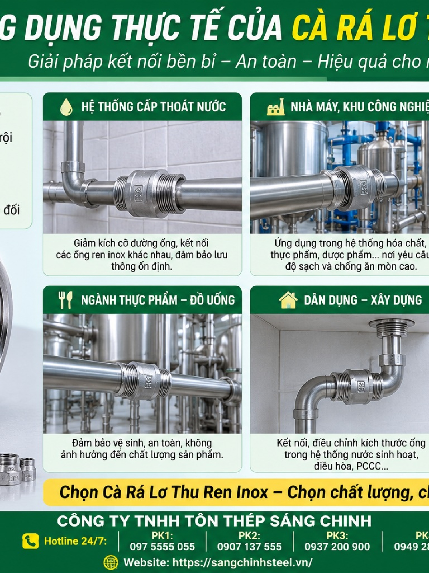 Cà rá, lơ thu ren inox (Hexagon Bushing)