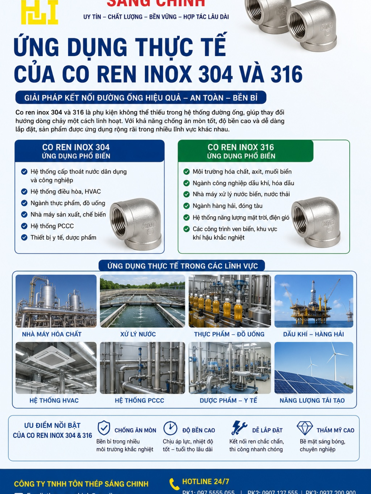 Co ren inox 304, 316 (cút ren inox)