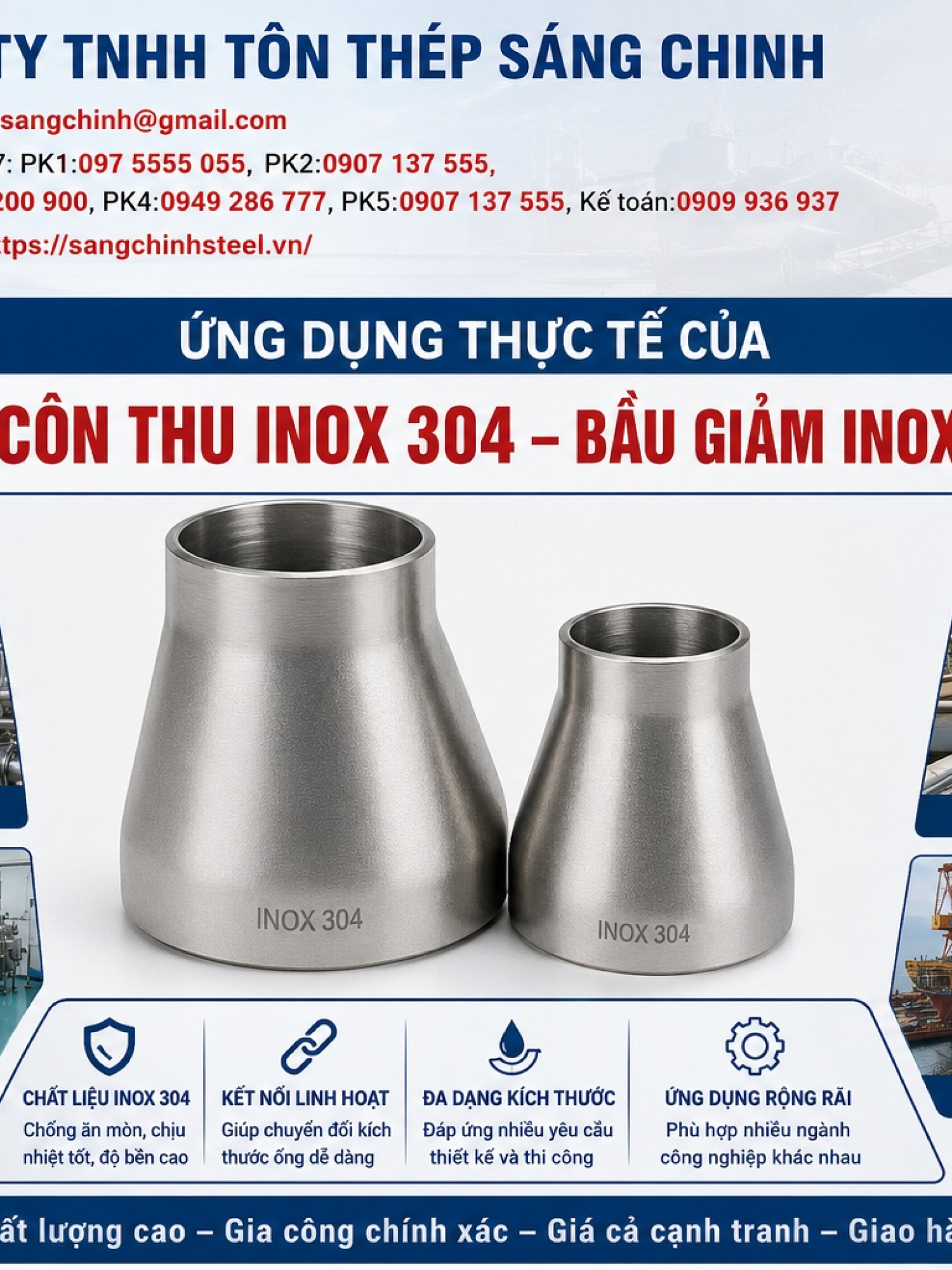 Côn thu inox 304 – Bầu giảm inox