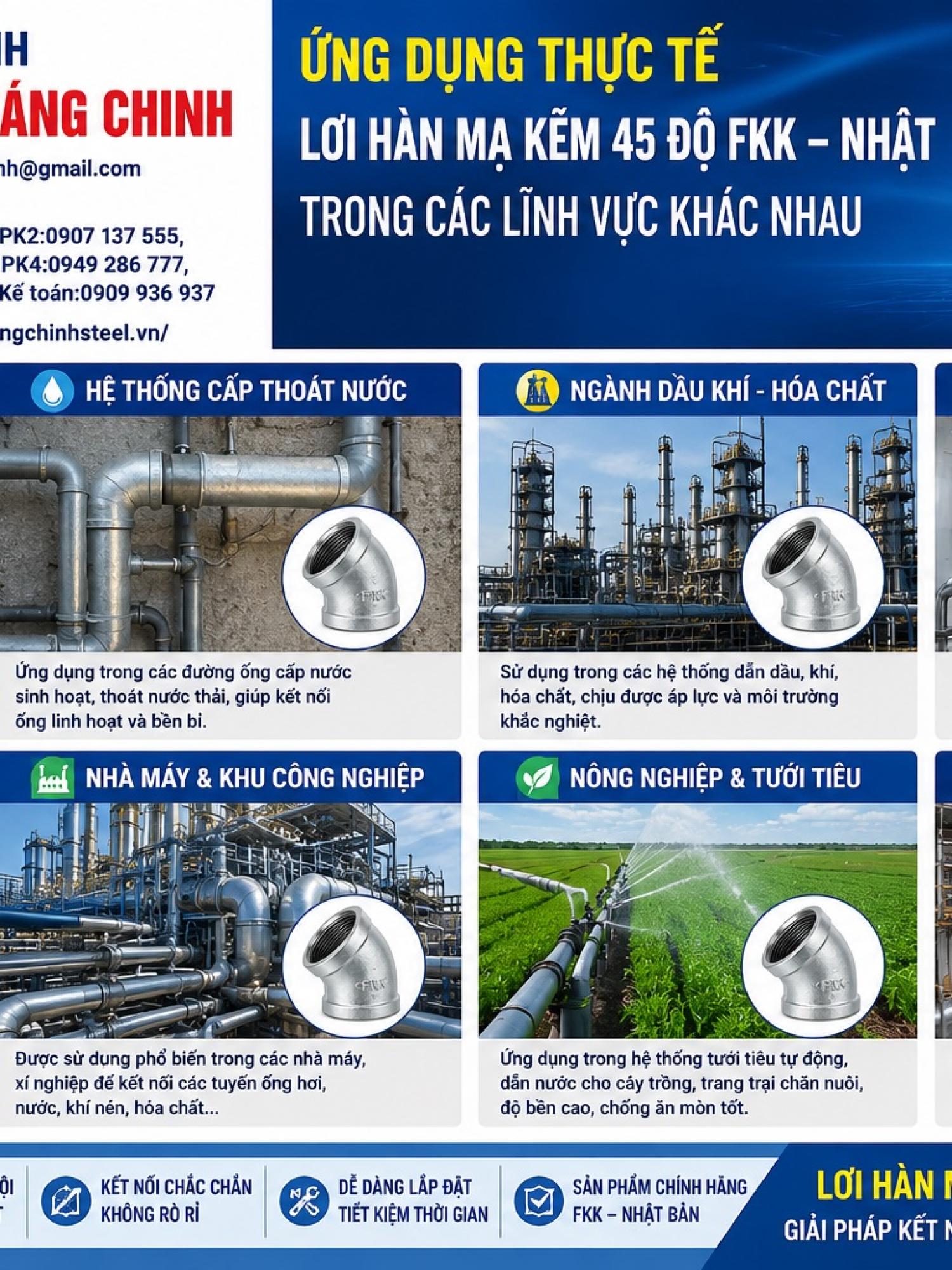 Lơi hàn mạ kẽm 45 độ FKK – Nhật
