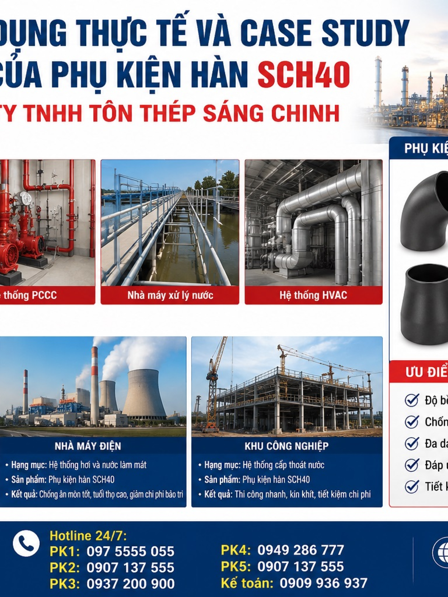 Phụ Kiện Hàn SCH40 (Co, tê, bầu, chén hàn, mặt bích….)